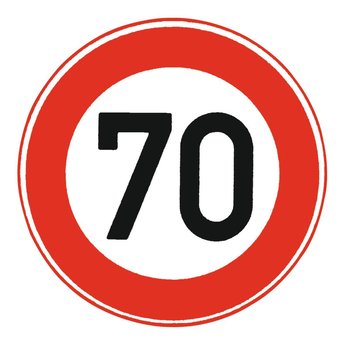 Verkehrsschild, Verkehrszeichen 274-70 Ronde 600 mm 70 km/h RAL-Gütezeichen Folie RA1