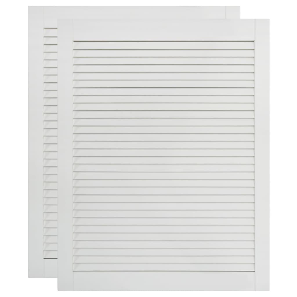 vidaXL Schranktür Schranktüren Lamellen-Design 2 Stk Weiß 61,5x39,4 cm Massivholz (2 St)