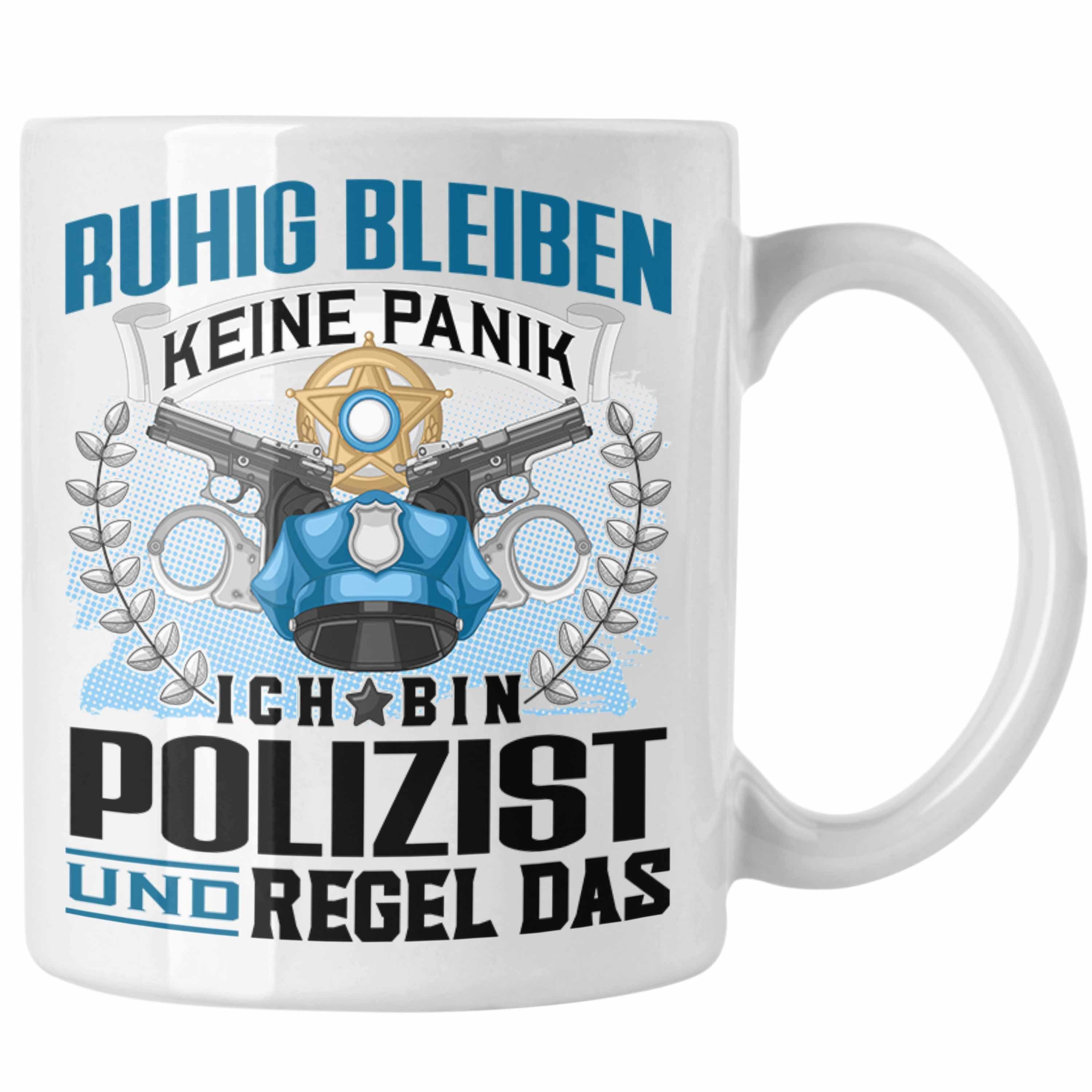 Trendation Tasse Trendation - Polizist Tasse Geschenk Lustiger Spruch für Männer Ruhig Weiss