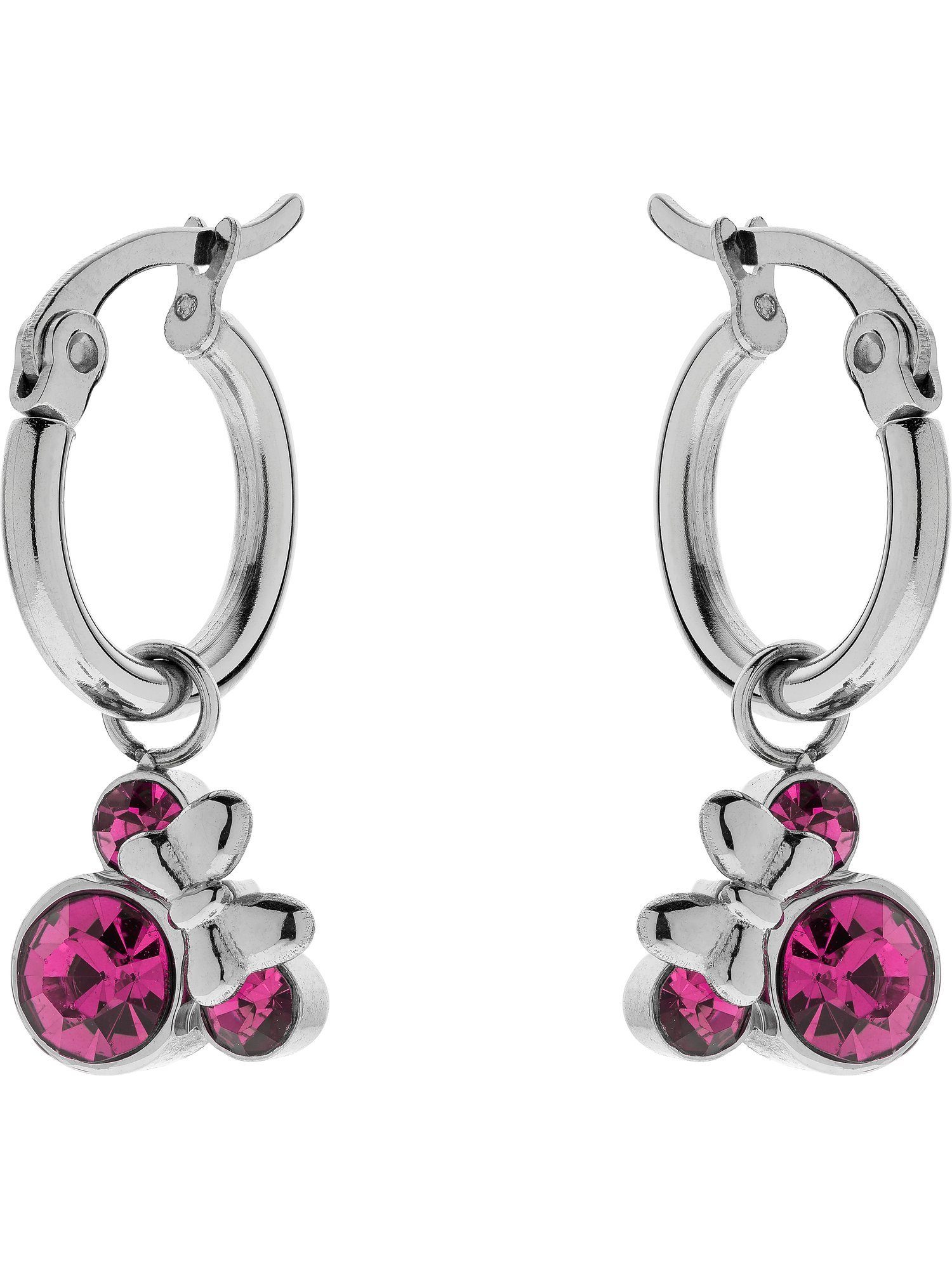 silber Jewelry Edelstahl Ohrstecker pink, Disney Paar Zirkonia DISNEY Mädchen-Ohrstecker