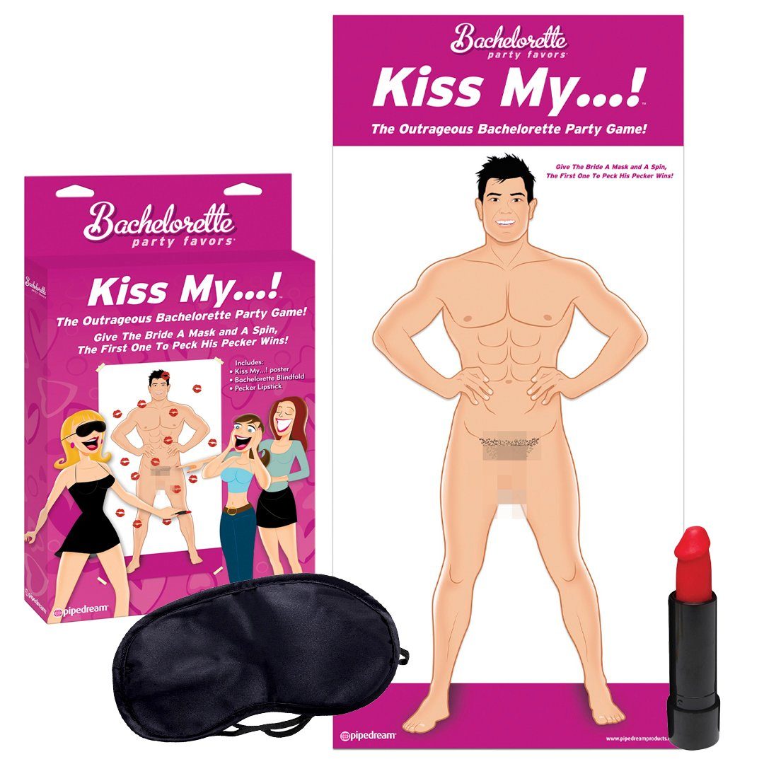 Kiss Junggesellenabsch. Pipedream my... mit Augenbinde Lippenstift Erotik-Spiel, Poster Spiel