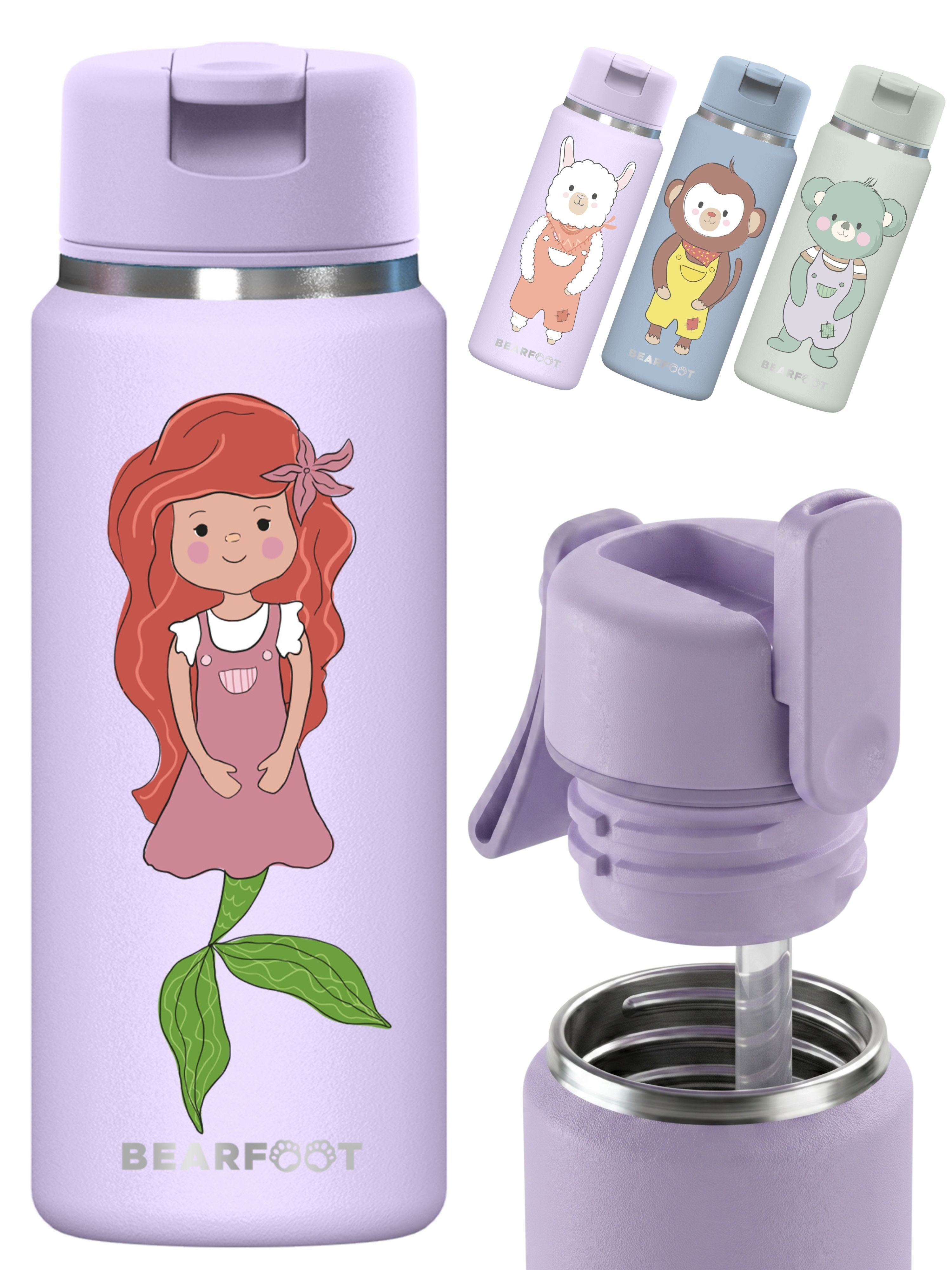 BEARFOOT Trinkflasche TINY Thermo Kinder Trinkflasche Edelstahl - Meerjungfrau, Thermosflasche, auslaufsicher, Edelstahl, Kinderflasche, BPA-frei