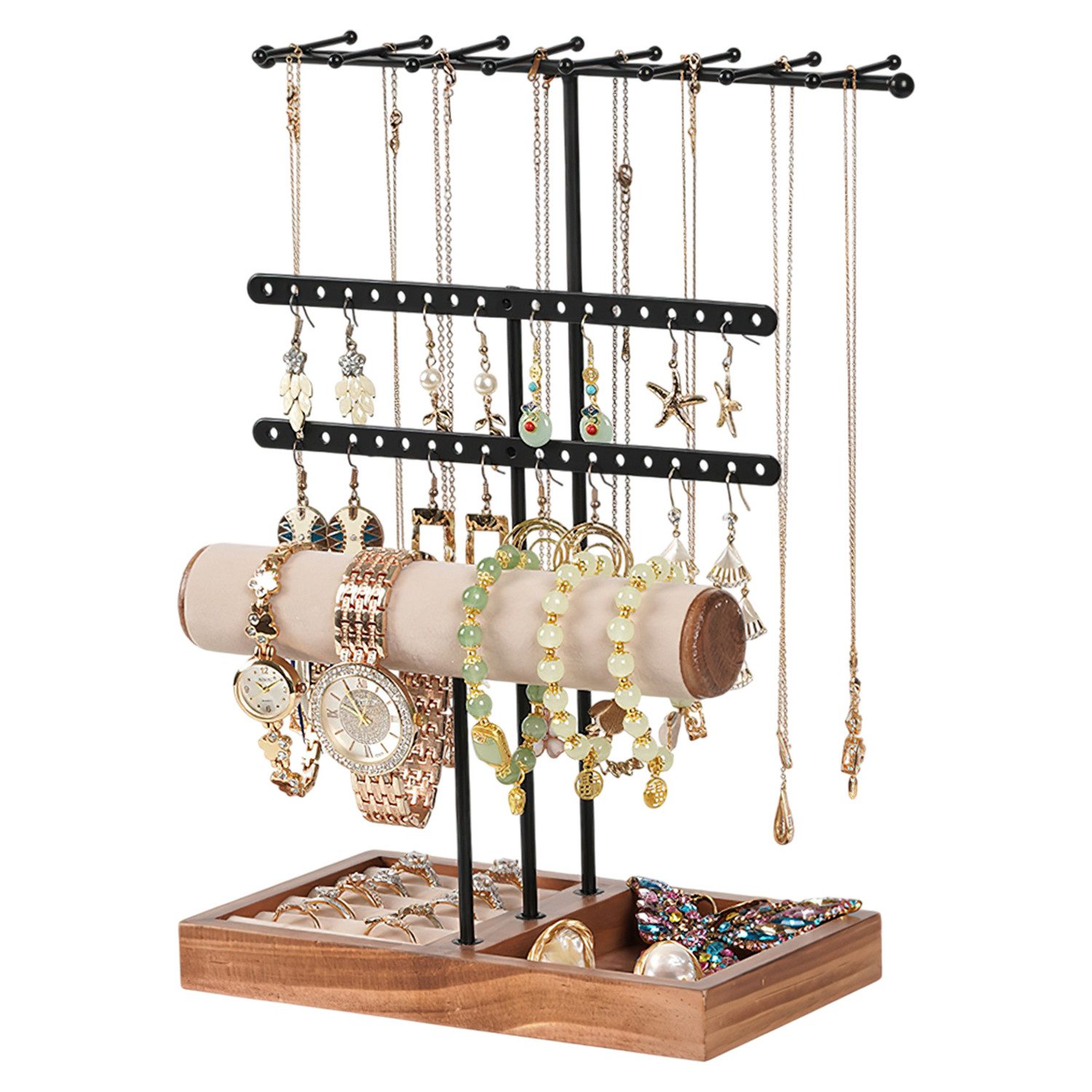 Refttenw Schmuckständer Schmuck Organizers mit Ringbasis,Schmuckhalter,Kettenständer