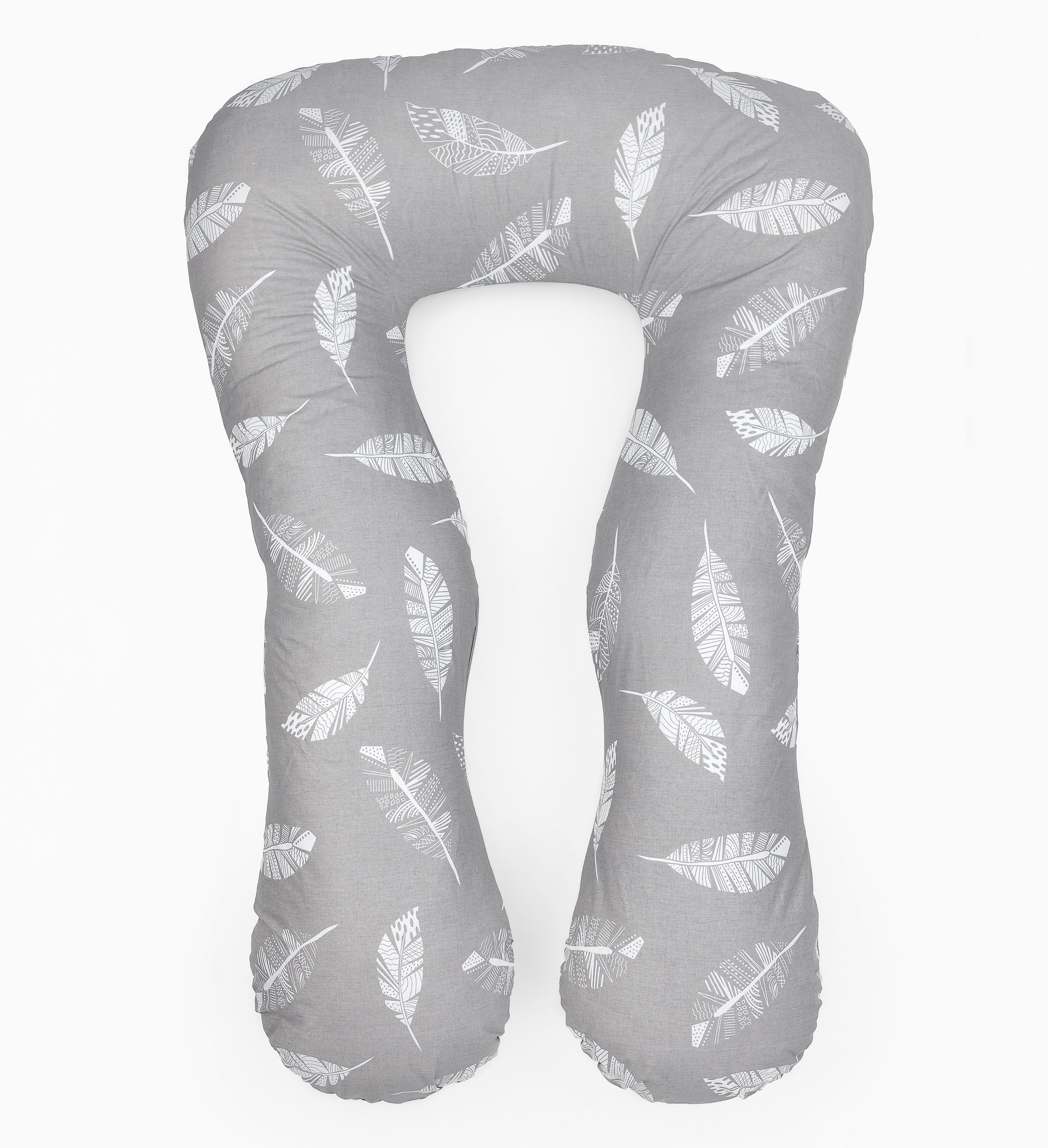 Loolay Stillkissen Schwangerschaftskissen Seitenschläferkissen Stillkissen Typ A U XXXL, 330 cm Lagerungskissen GRAU MUSTERN, LUX WEICH Relaxkissen + 100% Bio-Bauwolle Bezug, 100% Europäische Stoffe und Kleinserien-Nähen!