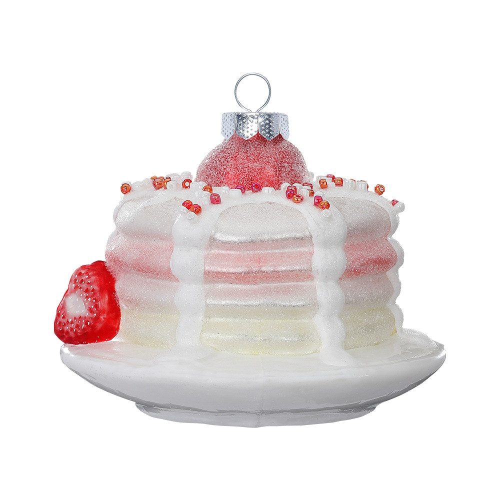 MAGIC by Inge Christbaumschmuck, Christbaumschmuck Glas Torte mit Erdbeeren 10cm weiß / rot