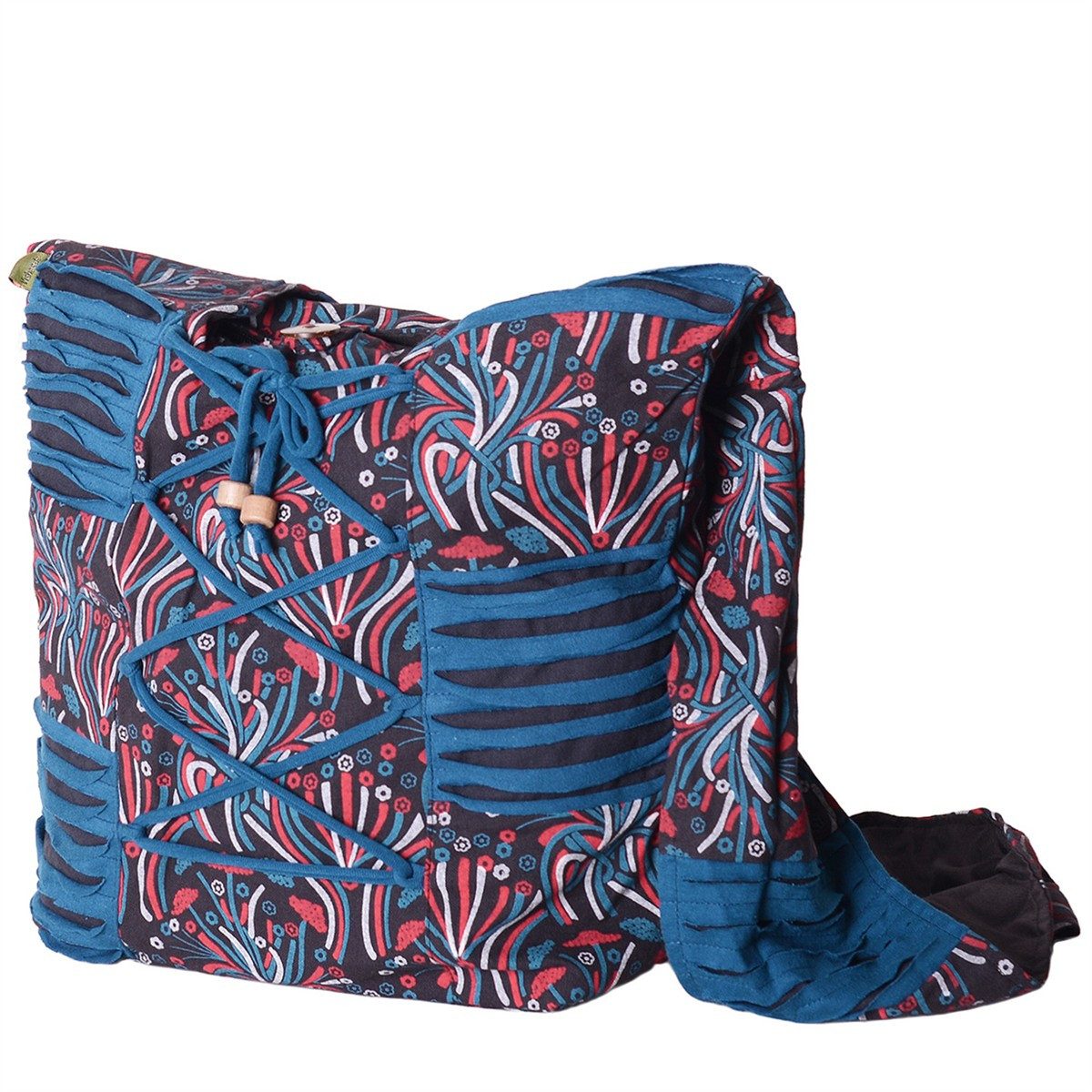 Vishes Beuteltasche Schultertasche Baumwolle Stofftasche mit Kreuzschnürung, Alternative Bekleidung, Ethno, Hippie, Retro Style