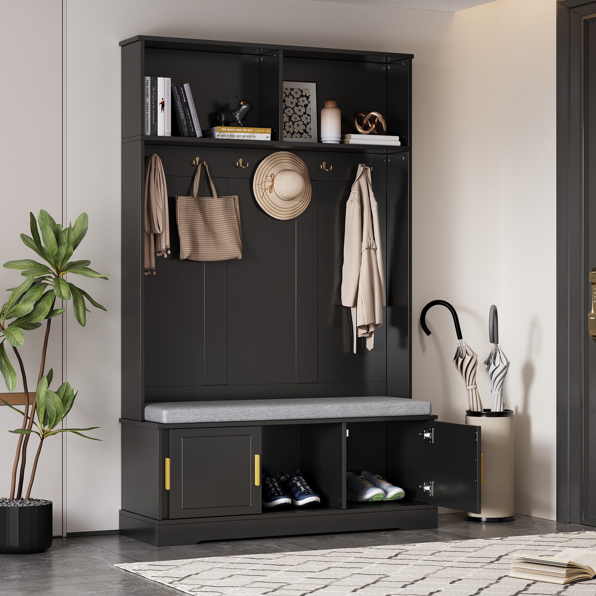 Odikalo Garderobenschrank Kombi-Stehschrank Flurgarderobe Kleiderschrank Sc günstig online kaufen