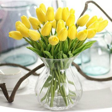 Kunstblume Künstlicher Blumenstrauß Tulpen, Künstliche Deko Blumen, Gelb, Lubgitsr