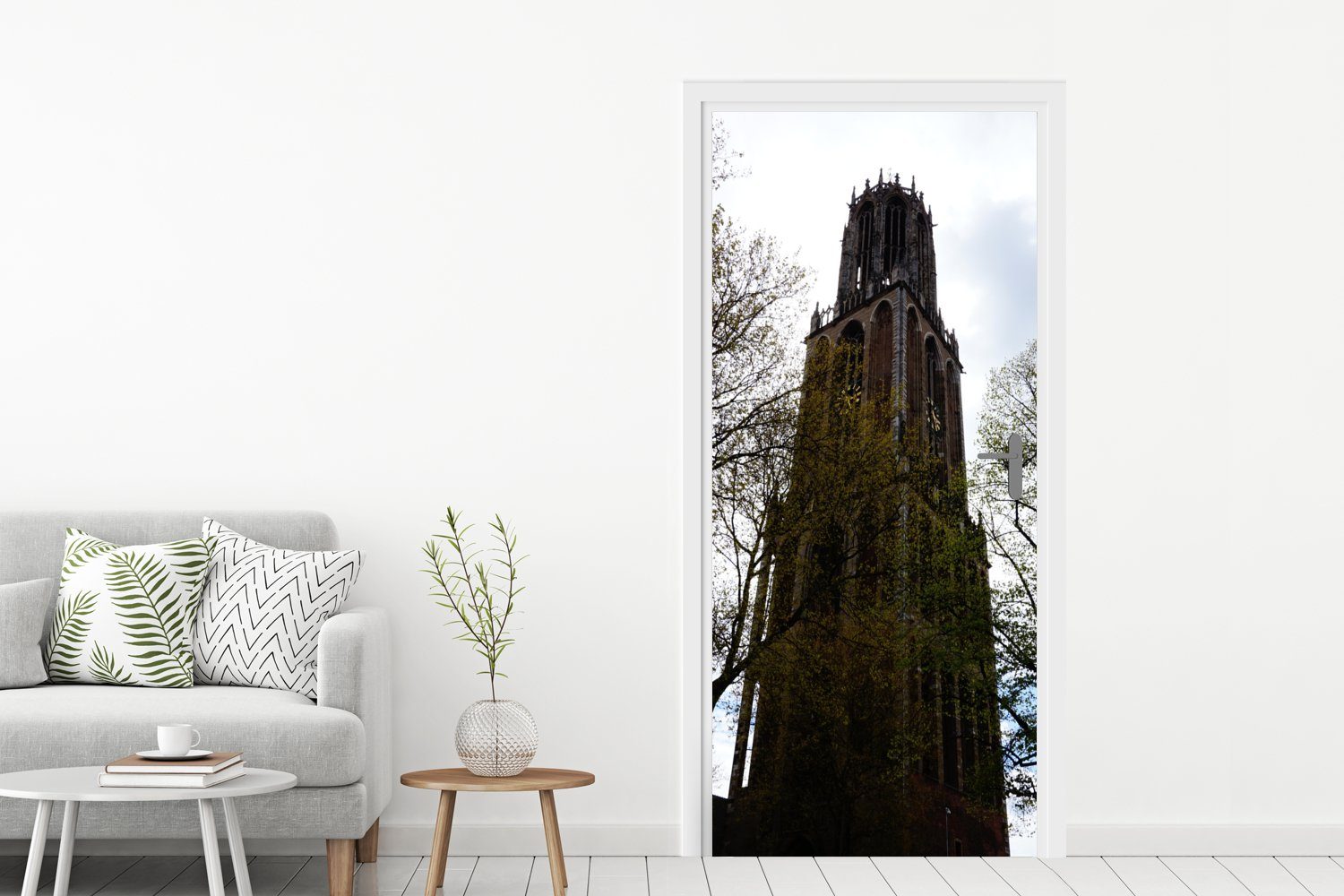 (1 bedruckt, Matt, cm 75x205 - Tür, - Fototapete Türtapete MuchoWow Domturm für Baum Türaufkleber, Utrecht, St),