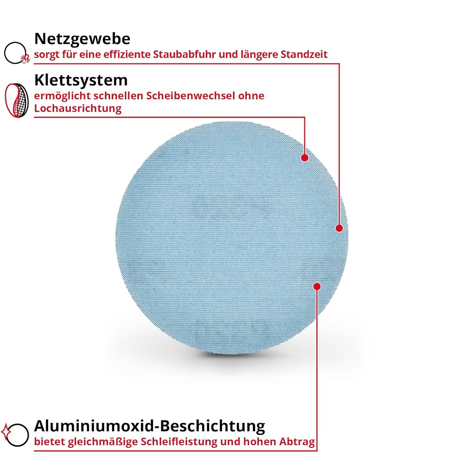 Einhell Schleifpapier, (20 St), Schleifgitter, Ø 125 mm, K320 (Netzgewebe, Aluminiumoxid, Klett, staub