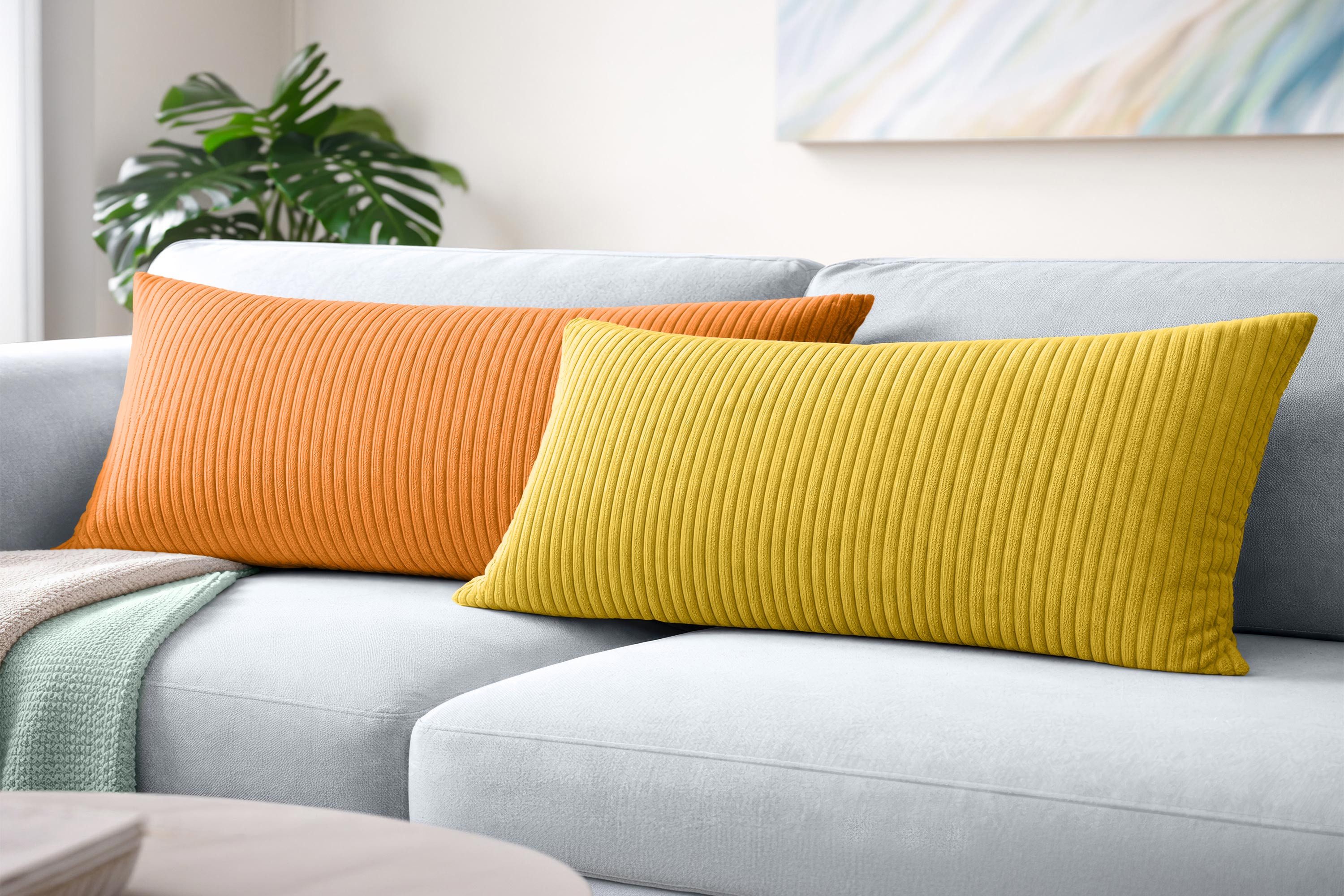 Amilian Kissenbezüge 40x80 cm 2er Set Cord-Optik Hotelverschluss - Zierkissenhülle Sofa, weich, pflegeleicht, formstabil