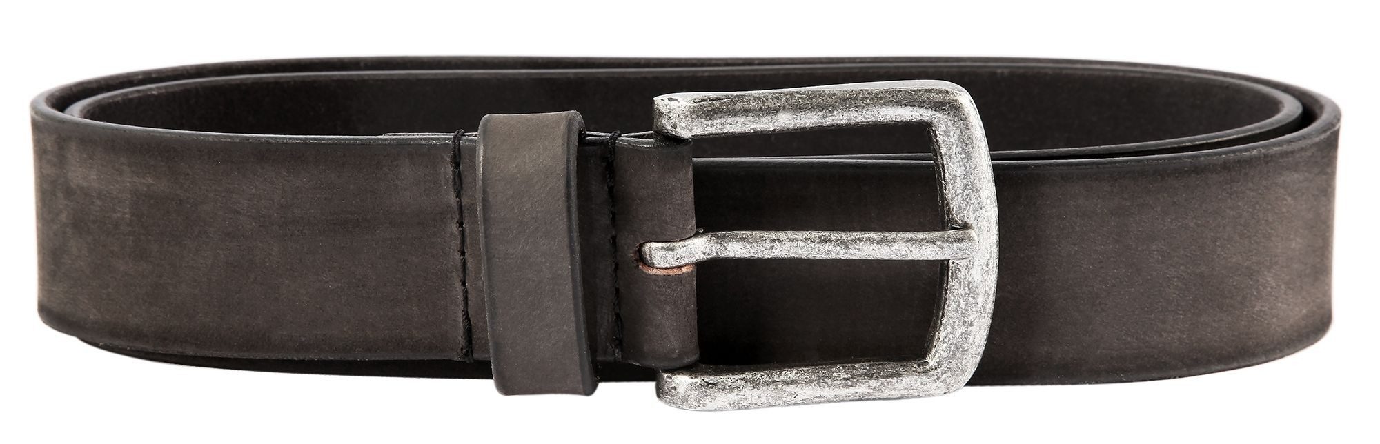 Leonardo Verrelli Ledergürtel hochwertiges Echt Leder, dunkelgrau, 90 cm - 140 cm (Bundweite)