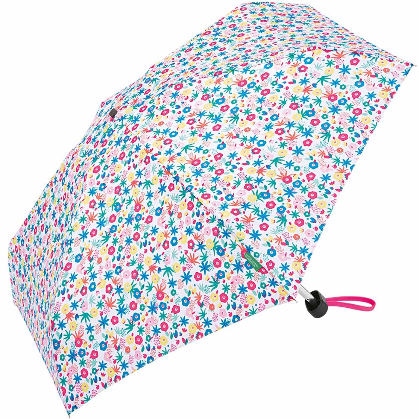 ein Benetton Flat white, Colors Ultra unterwegs of - Blütenmeer für United weiß Millefleur Mini Taschenregenschirm