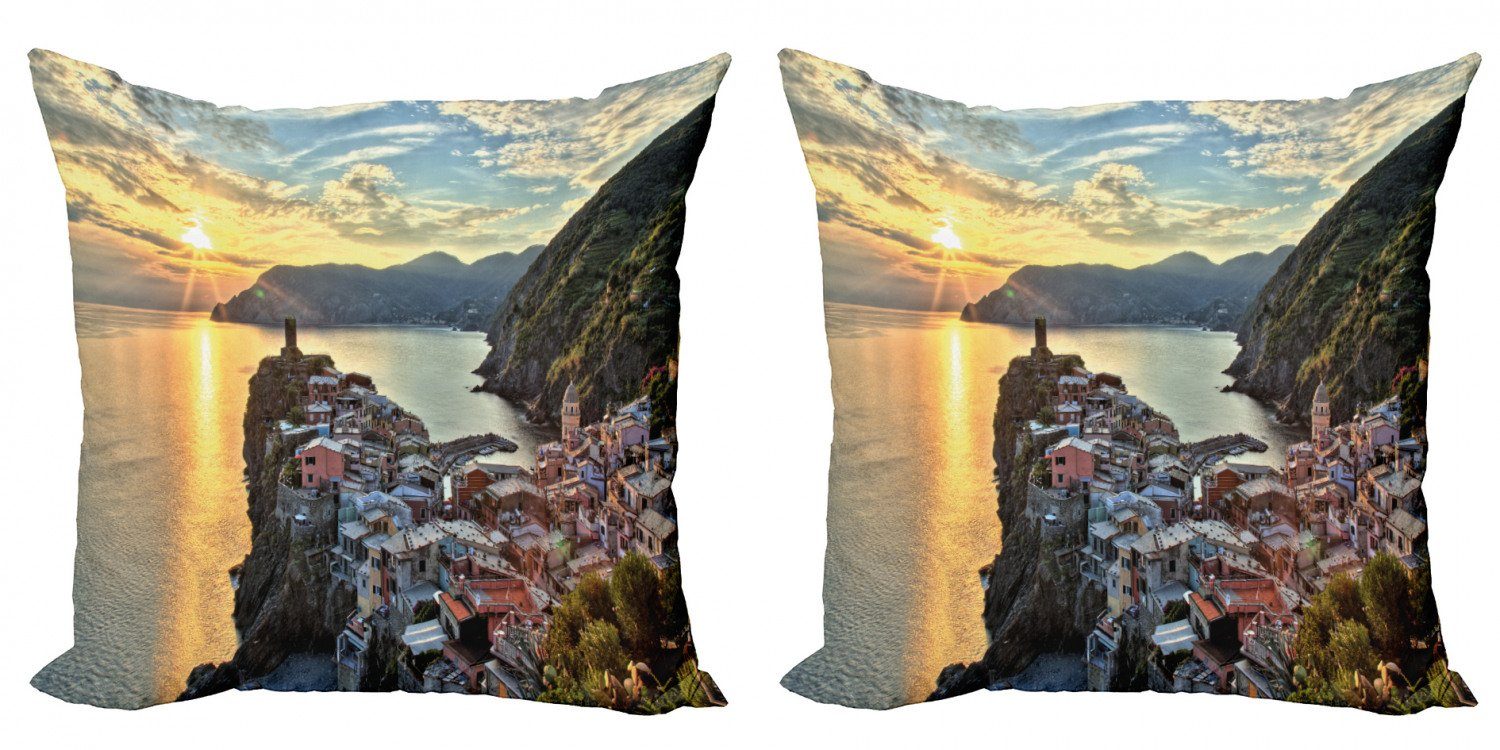 Top-Verkaufsargument Kissenbezüge Modern Stück), Accent (2 Abakuhaus View mit Sunrise Doppelseitiger Vernazza Cliffs Digitaldruck