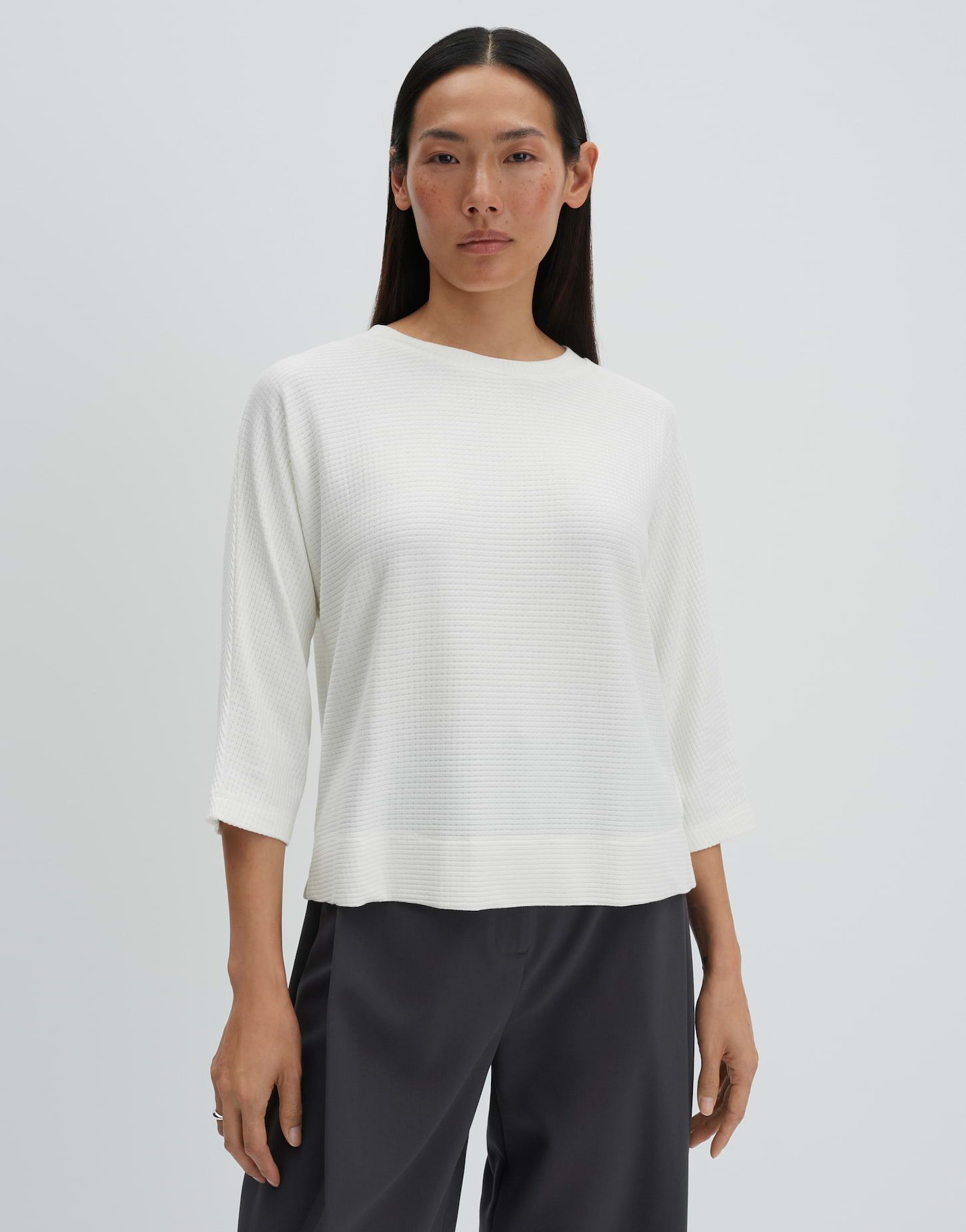 someday 3/4-Arm-Shirt Kumarie Jerseyshirt mit Wabenstruktur aus Jersey Weite Passform, elastisch und komfortabel