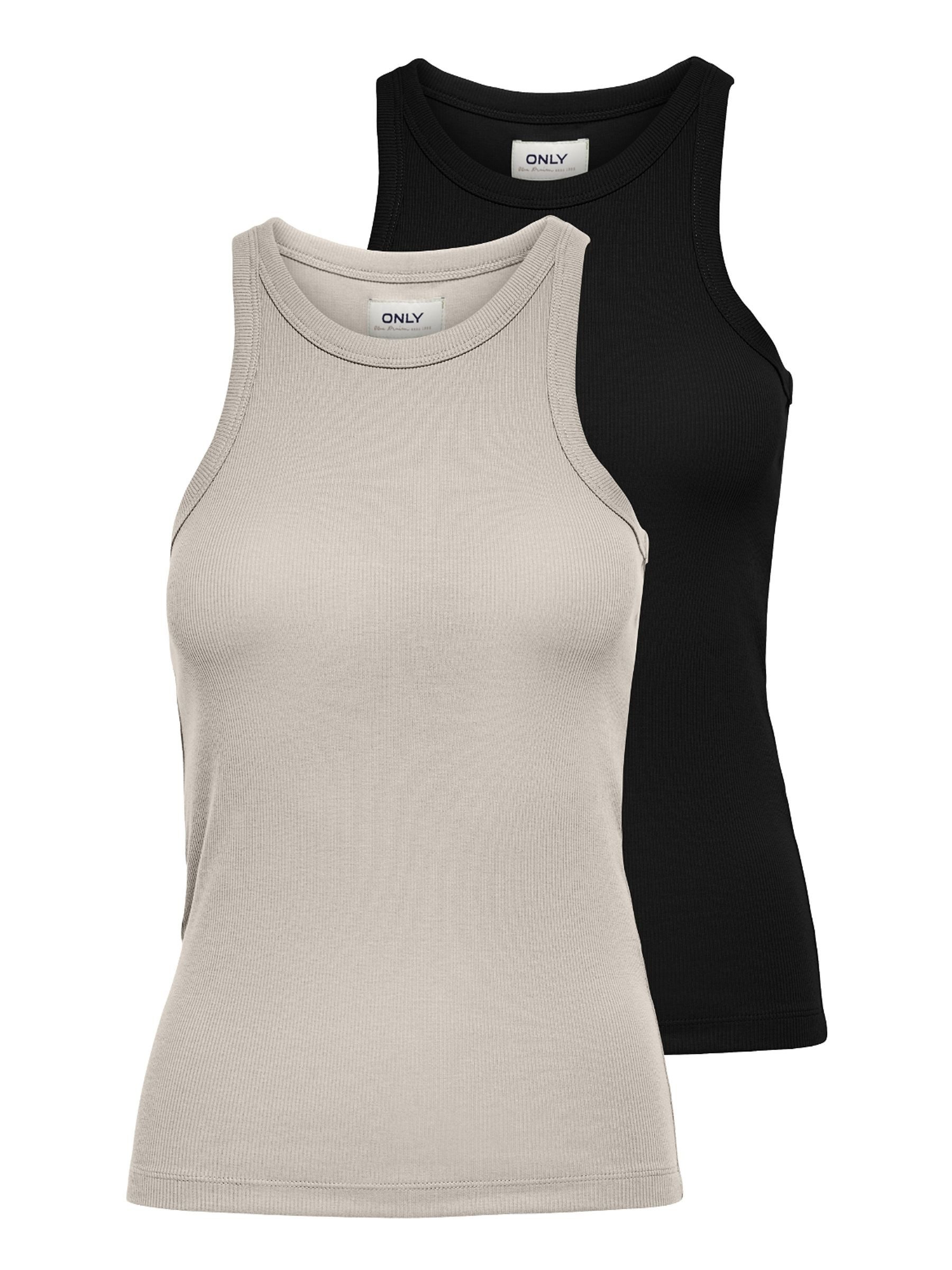 ONLY Tanktop ONLLINDSAY TANK TOP 2 PACK (Packung, 2-tlg) Baumwollmischung günstig online kaufen