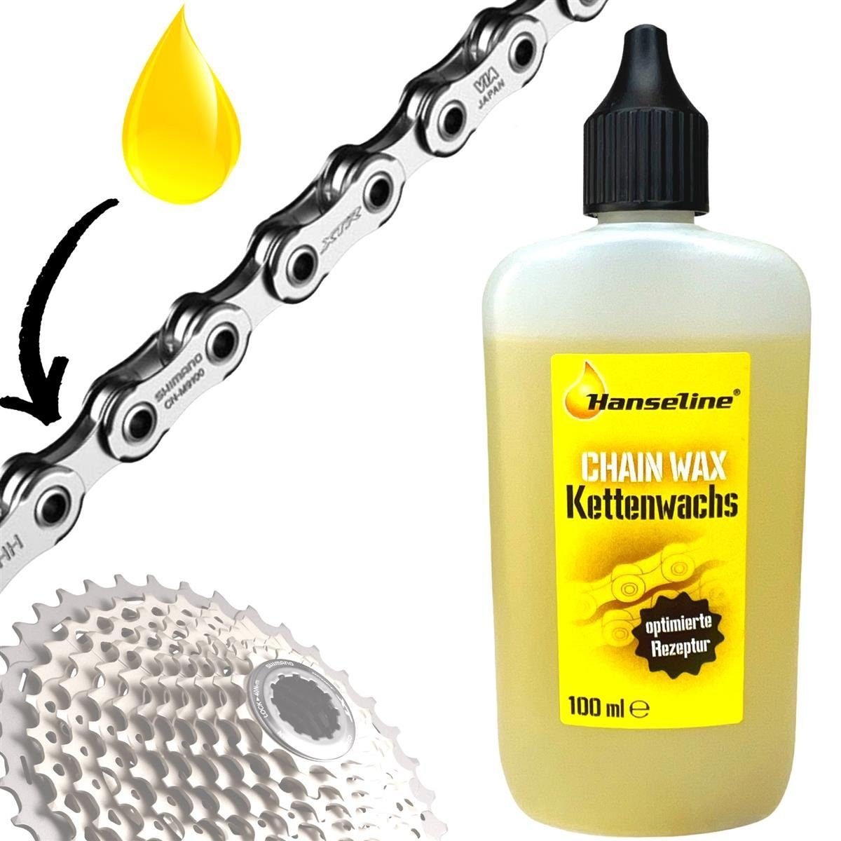 Hanseline Fahrrad-Montageständer Hanseline Fahrrad Chain Wax Schmiermittel Kettenwachs 100ml