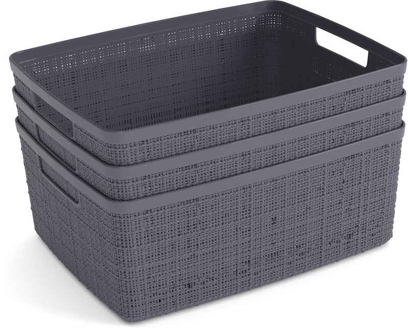 Curver Organizer (Set, 3 St), Aufbewahrungsbox, Tragegriff,stapelbar, 100% Recyclingmaterial,12 L