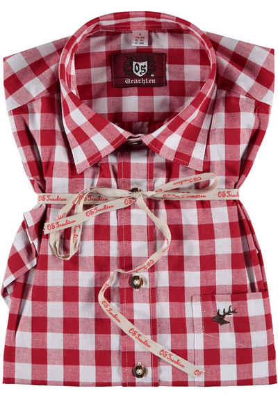 OS-Trachten Trachtenhemd »Iluvu« Kurzarmhemd mit aufgesetzter Brusttasche mit Hirsch-Stickerei