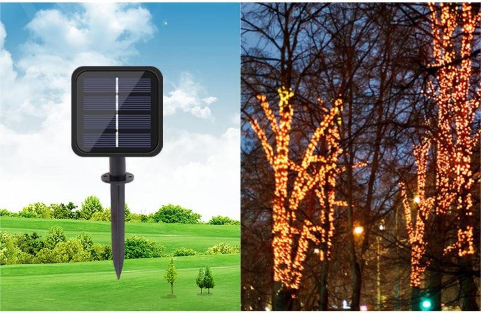 Gontence LED Lichterkette warmweiß 12m LED Solarleuchte Solar Solarleuchten Außen, LED Solarleuchte