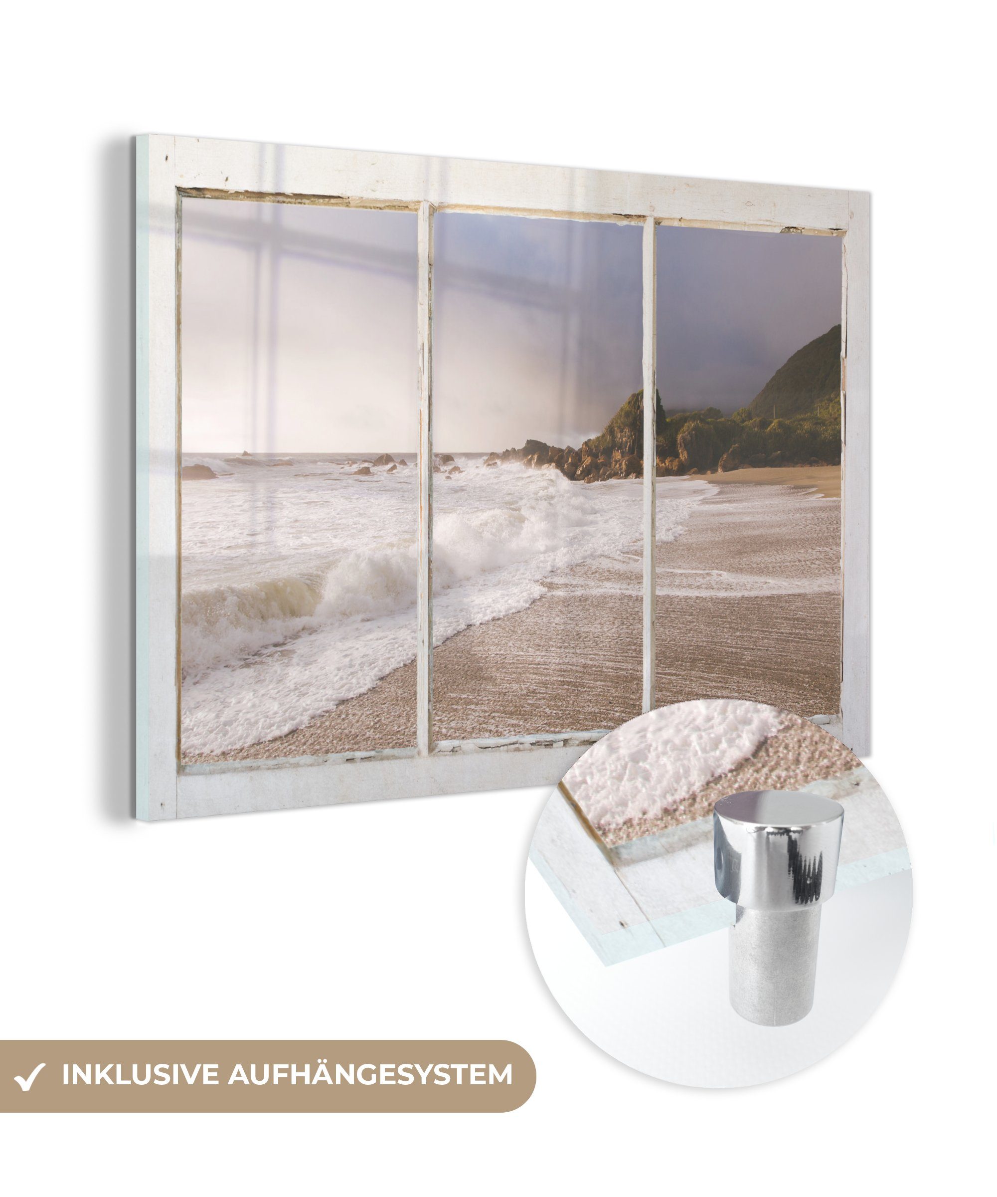 MuchoWow Acrylglasbild Aussicht - Strand - Meer, (1 St), Acrylglasbilder Wohnzimmer & Schlafzimmer