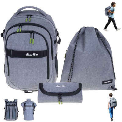 BESTWAY Schulrucksack Evolution Packer 40177, Schultasche Sportbeutel Mäppchen 3 Teile Set +rtm