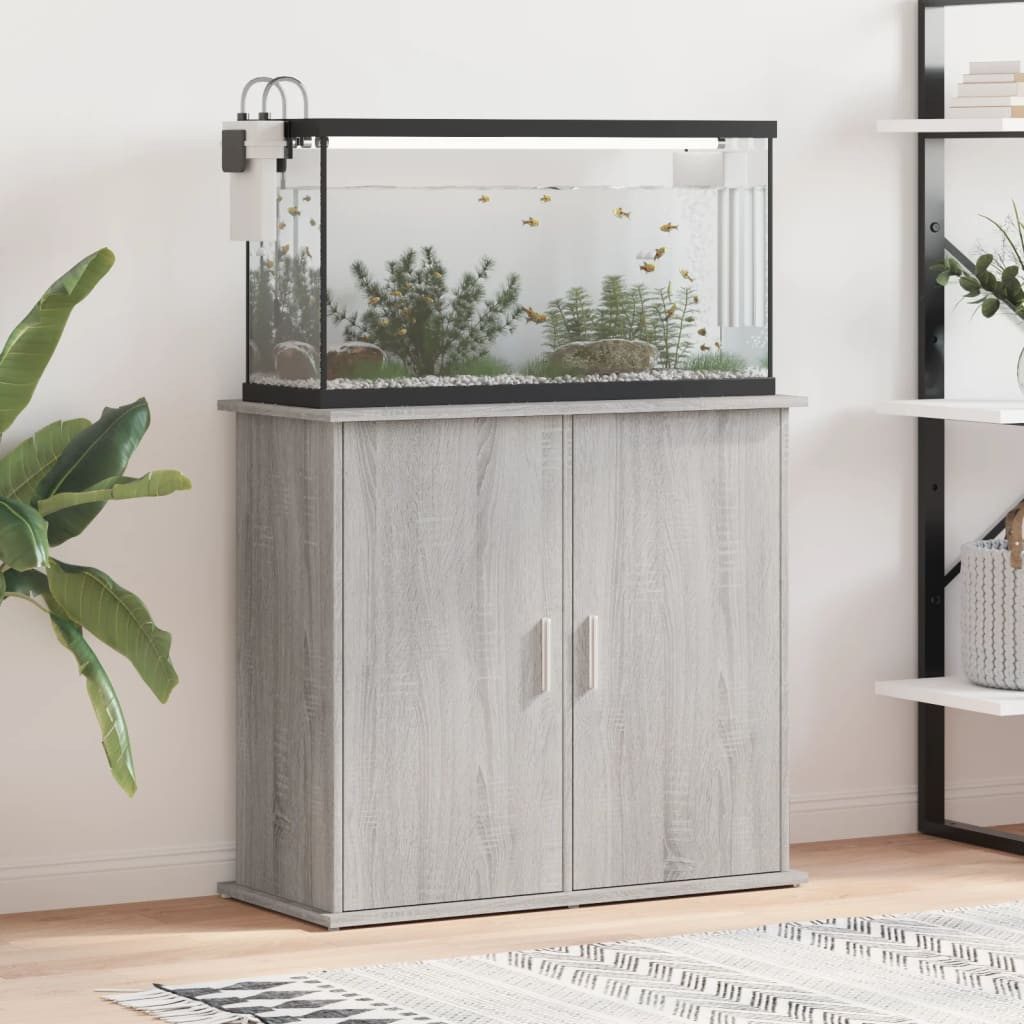 vidaXL Aquariumunterschrank Aquariumständer Grau Sonoma 81x36x73 cm Holzwer günstig online kaufen