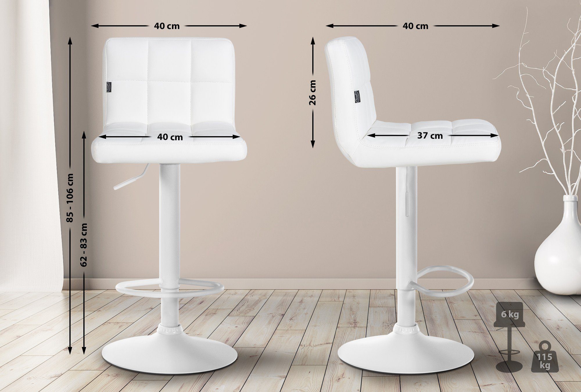 CLP Barhocker Feni Kunstleder, höhenverstellbar und drehbar