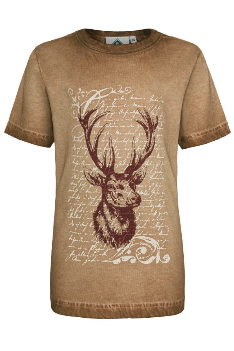 Trachtenhemd Trachtenshirt Kind - STOLZER HIRSCH - hellbraun