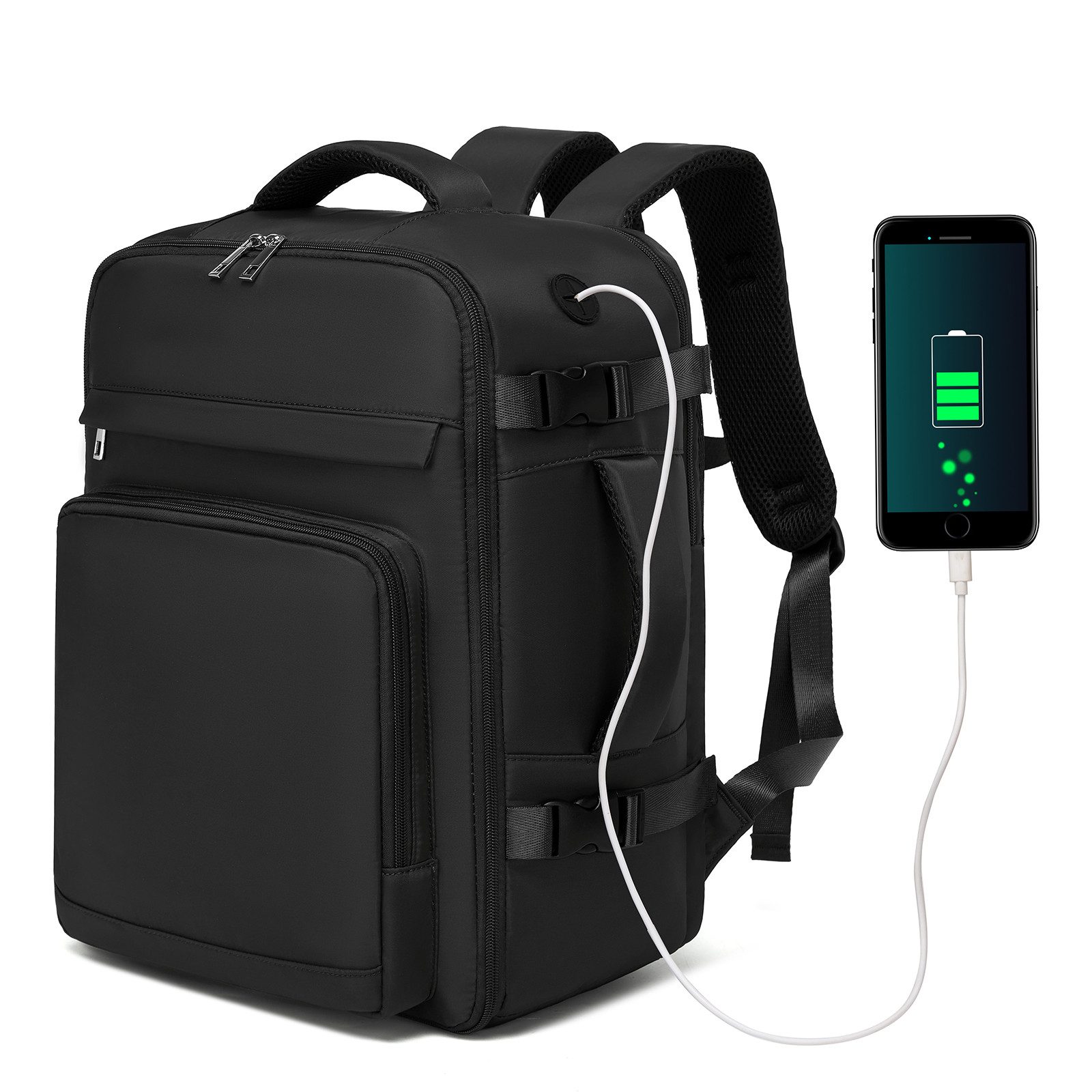 KONO Rucksack 40x30x20cm, Flugzugelassen mit USB-Anschluss & Nassfach
