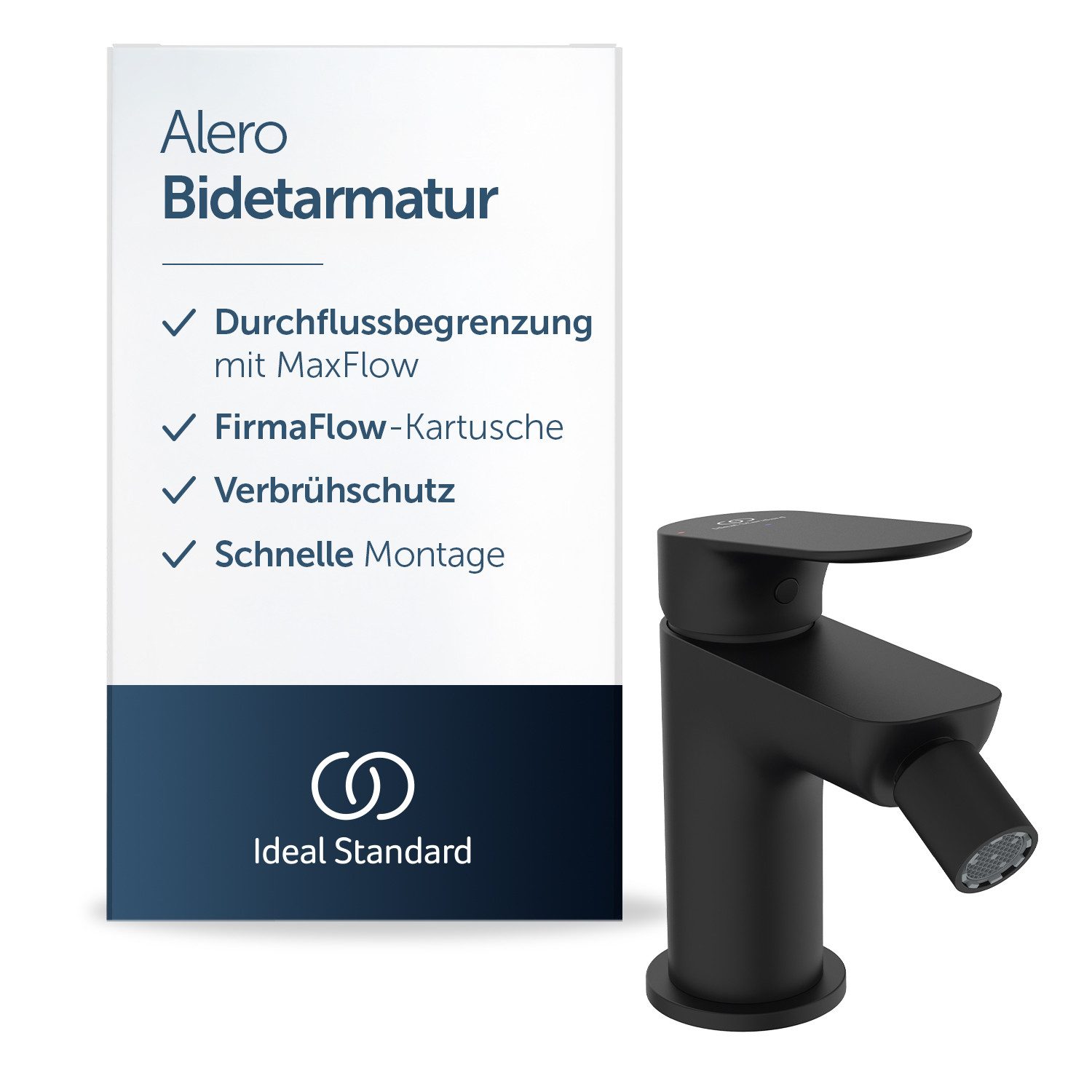 Ideal Standard Bidetarmatur Alero FirmaFlow® Kartusche, Wassersparend, EasyFix® Schnellmontagesystem