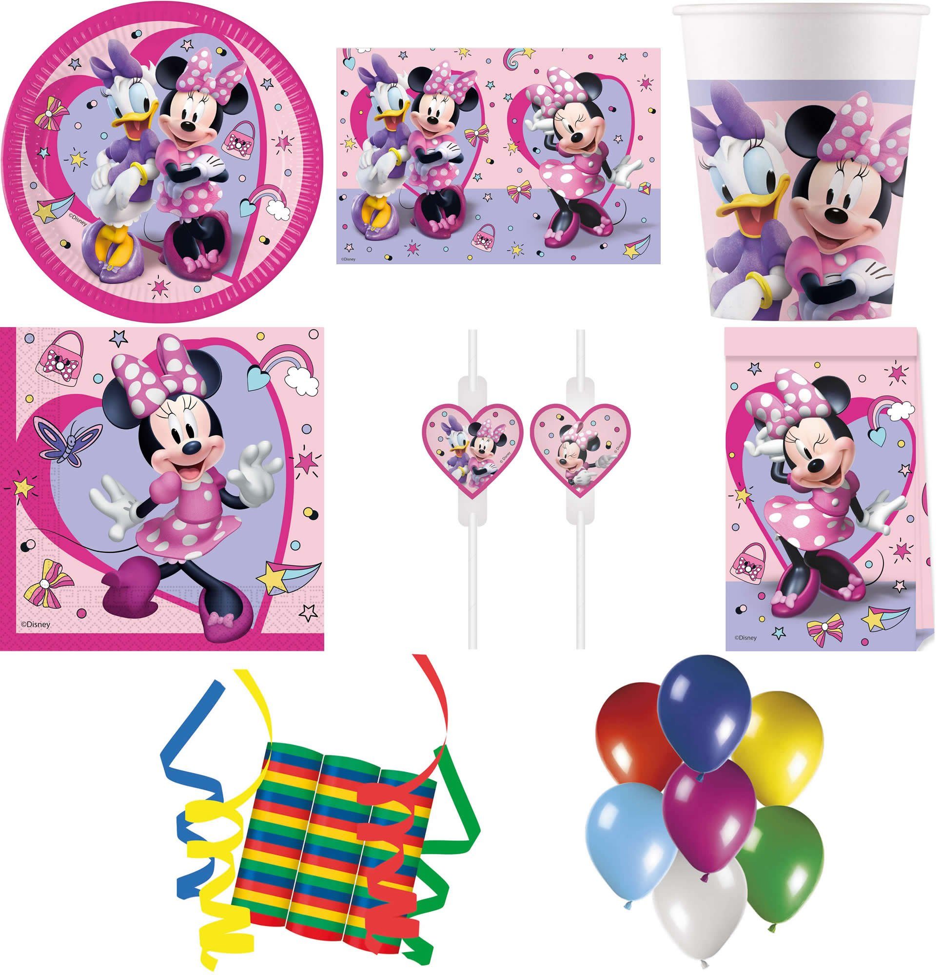 Procos Einweggeschirr-Set 157-tlg. Set Kindergeburtstag Party Deko Motto Minnie Mouse Junior (157-tlg), 8 Personen, Pappe