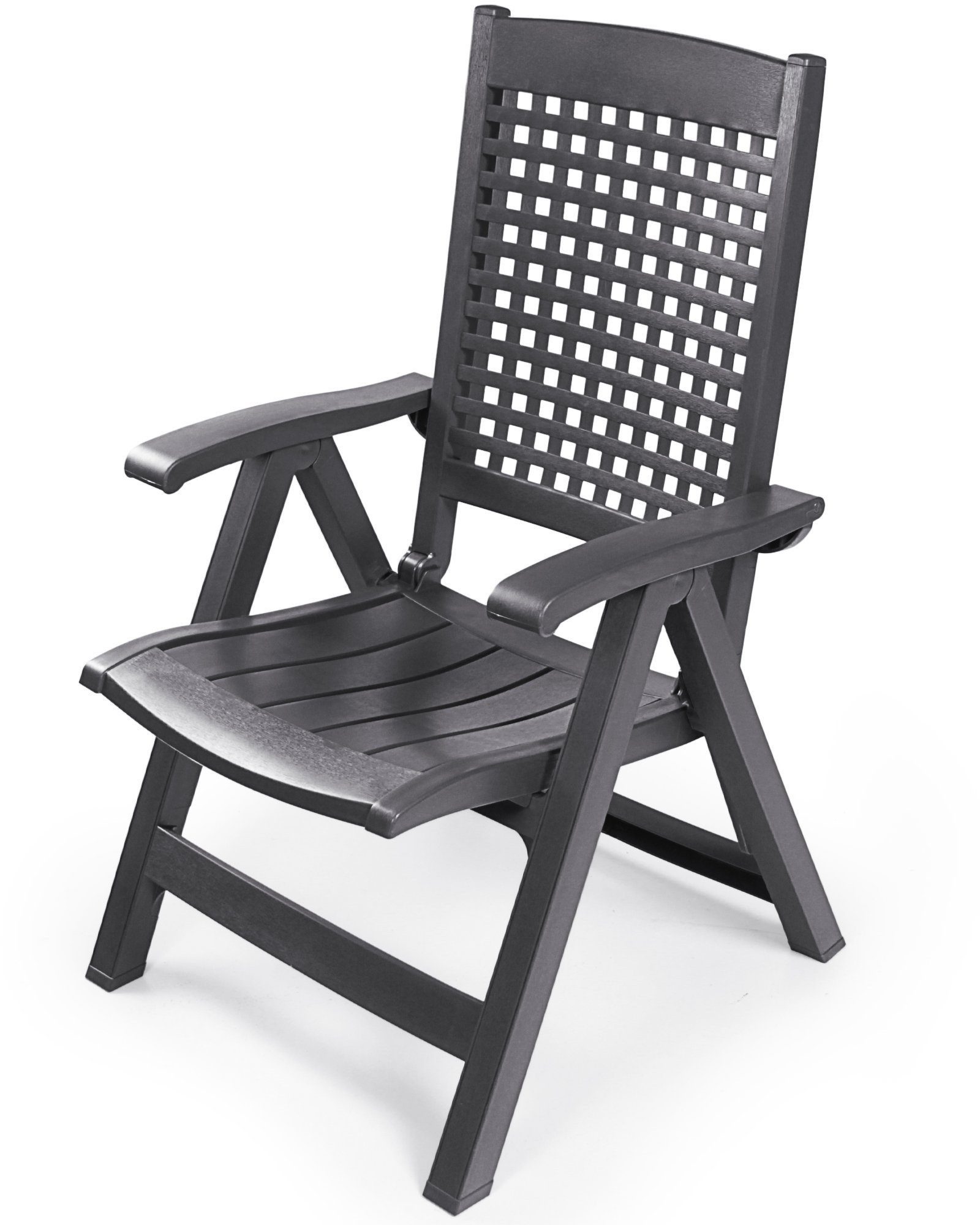 ONDIS24 Klappstuhl Bellami Hochlehner Klappsessel anthrazit Gartensessel mit Armlehnen, klappbar in 4 Stufen