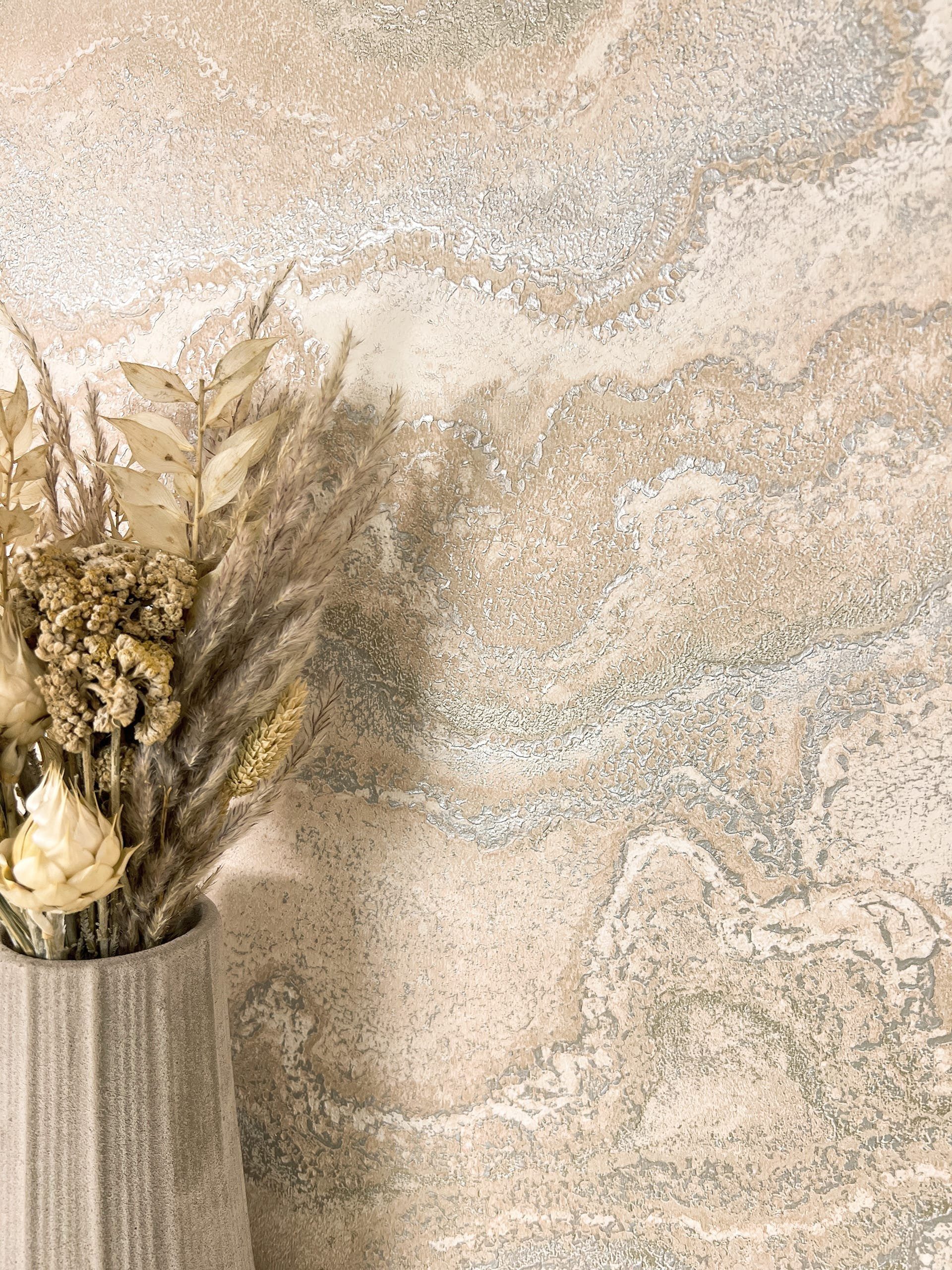Newroom Vliestapete, Beige Tapete Modern Marmor - Marmortapete Marmoroptik günstig online kaufen