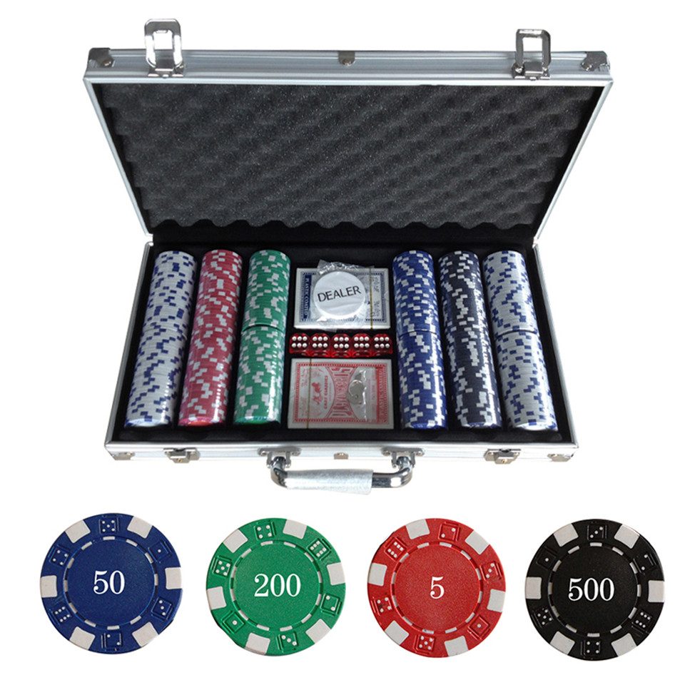 Spiel Texas Holdem Pokerchips, Pokerset, 300 Pokerchips, 2 Kartendecks