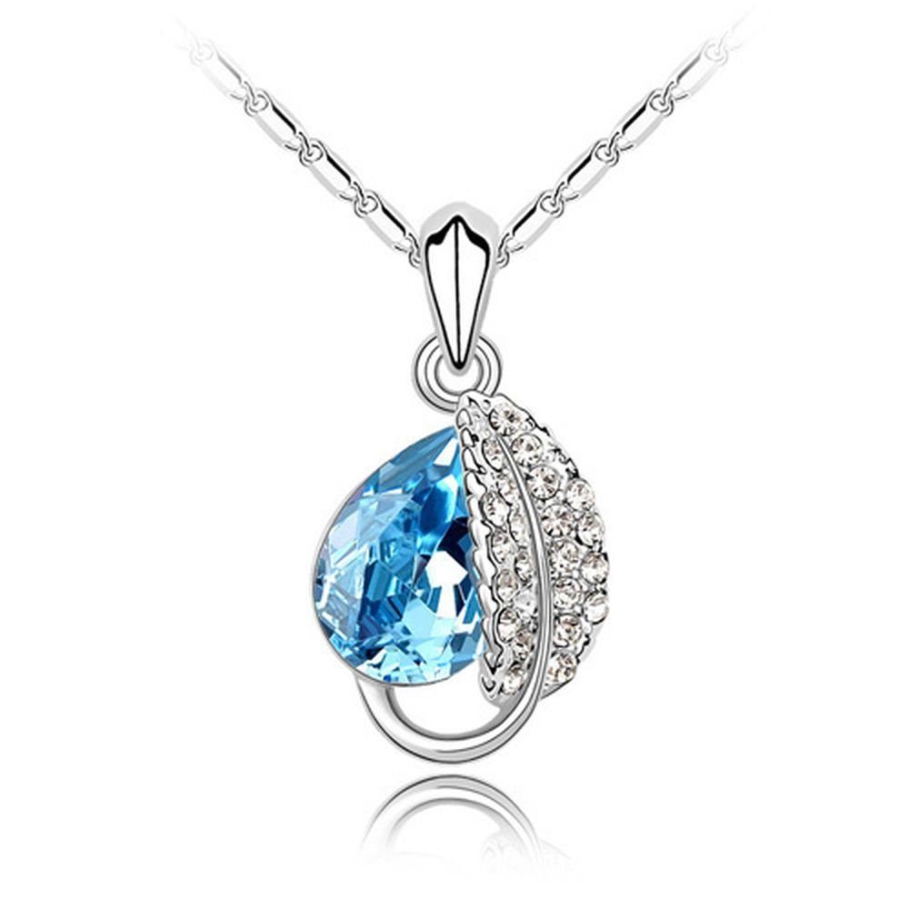 BUNGSA Ketten-Set Kette Blue Sparkle Necklace Messing aus Halskette Silber Damen (1-tlg)