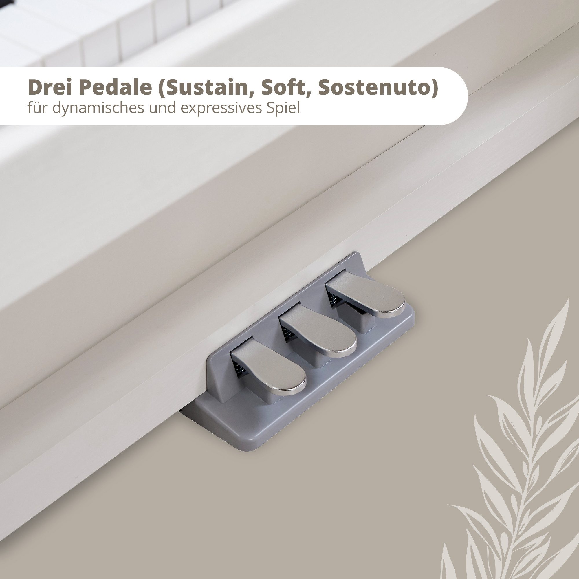 Classic Cantabile Digitalpiano Classic Cantabile DP-220 WM E-Piano Weiß matt, 20 Klänge und 3 Pedale - Dual-, Split- und Twinova-Funktion