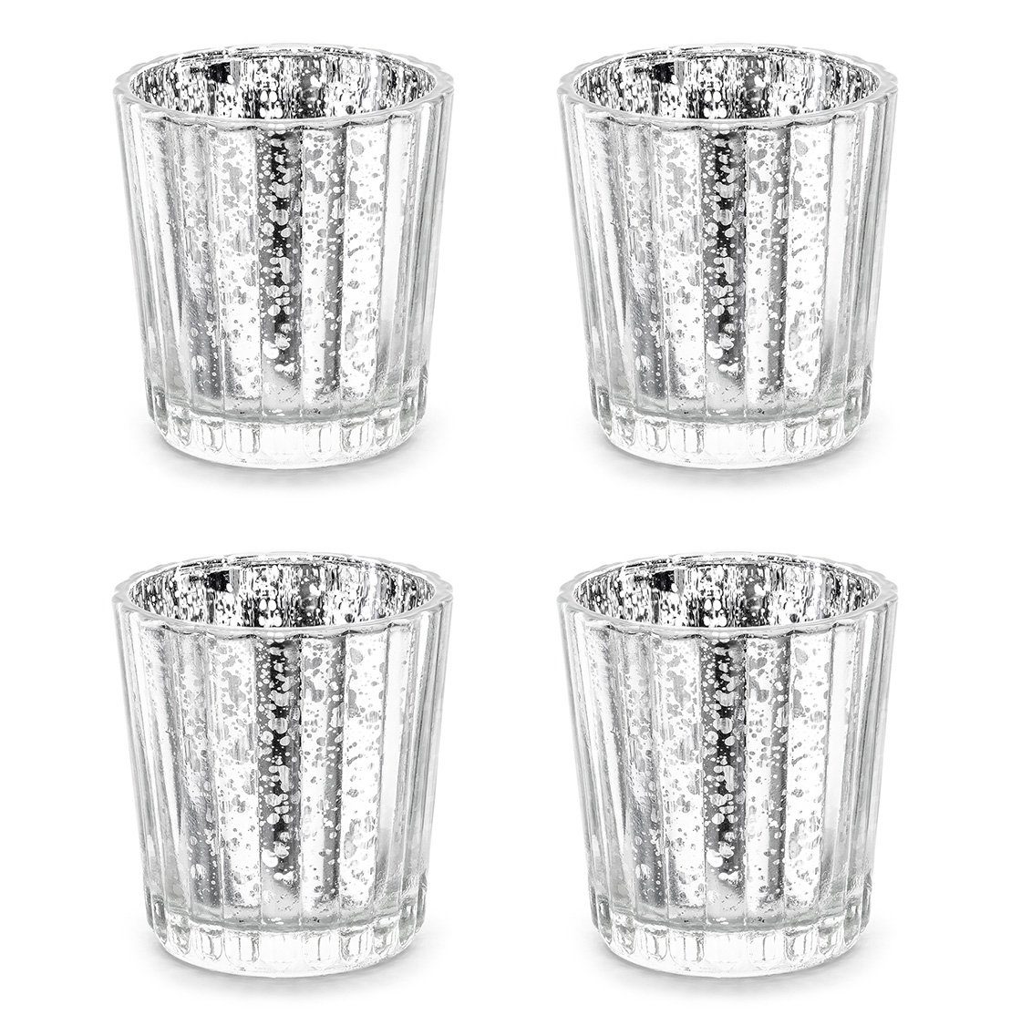 Teelichthalter 4er Glas Set 5,5x6cm silber Kerzenhalter, partydeco