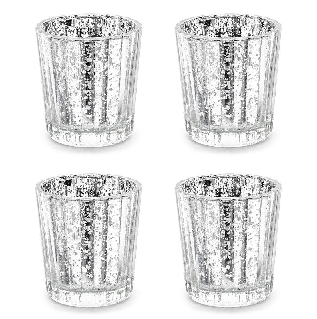 partydeco Teelichthalter, Teelichthalter Glas 5,5x6cm silber 4er Set günstig online kaufen