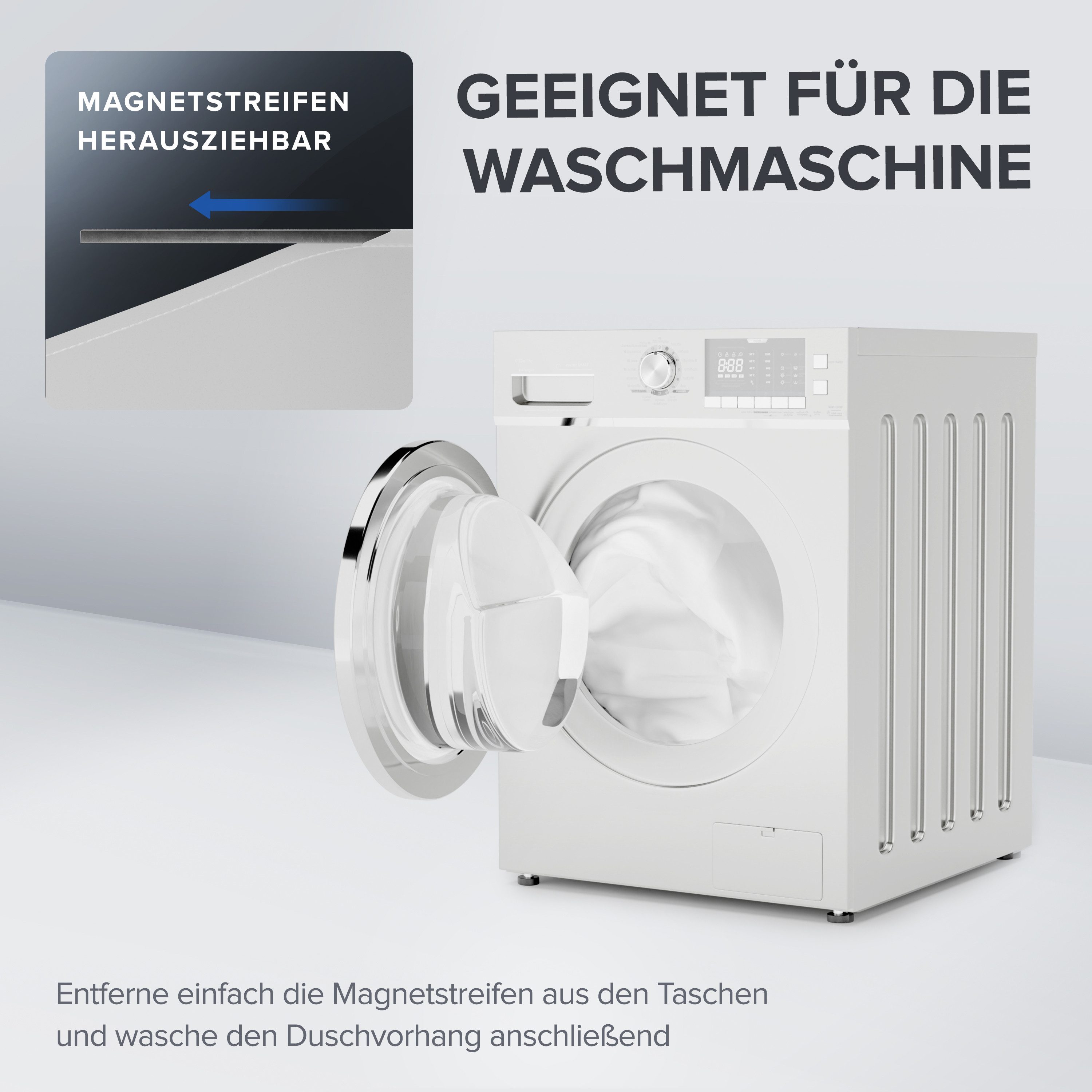 ovimar Duschvorhang Breite 120.00 cm (1-tlg), aus Polyester in Weiß zur Zum Aufhängen – Bild 5 von 5