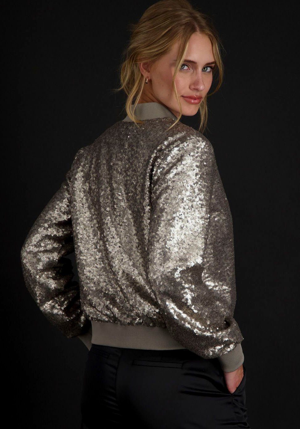 Monari toffee Blouson mit Pailletten