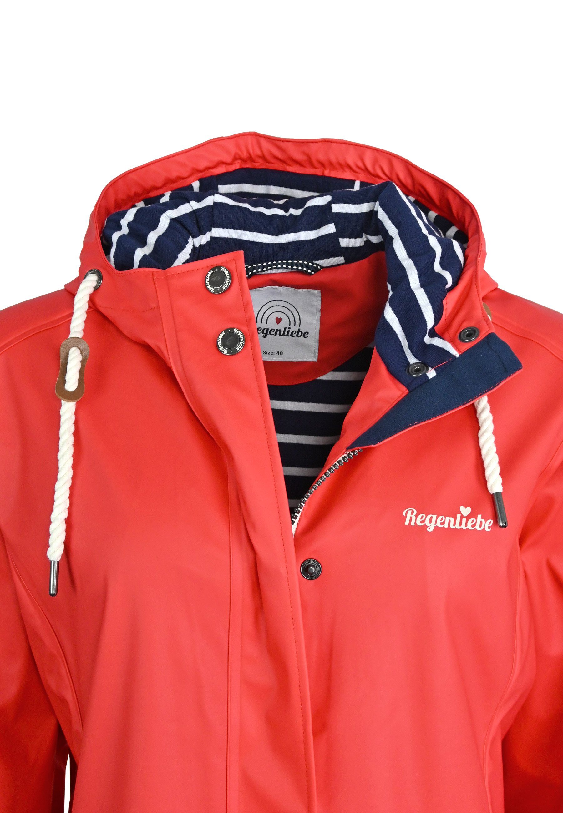 Regenliebe Regenjacke Friesennerz Regenmantel mit gestreiftem Innenfutter