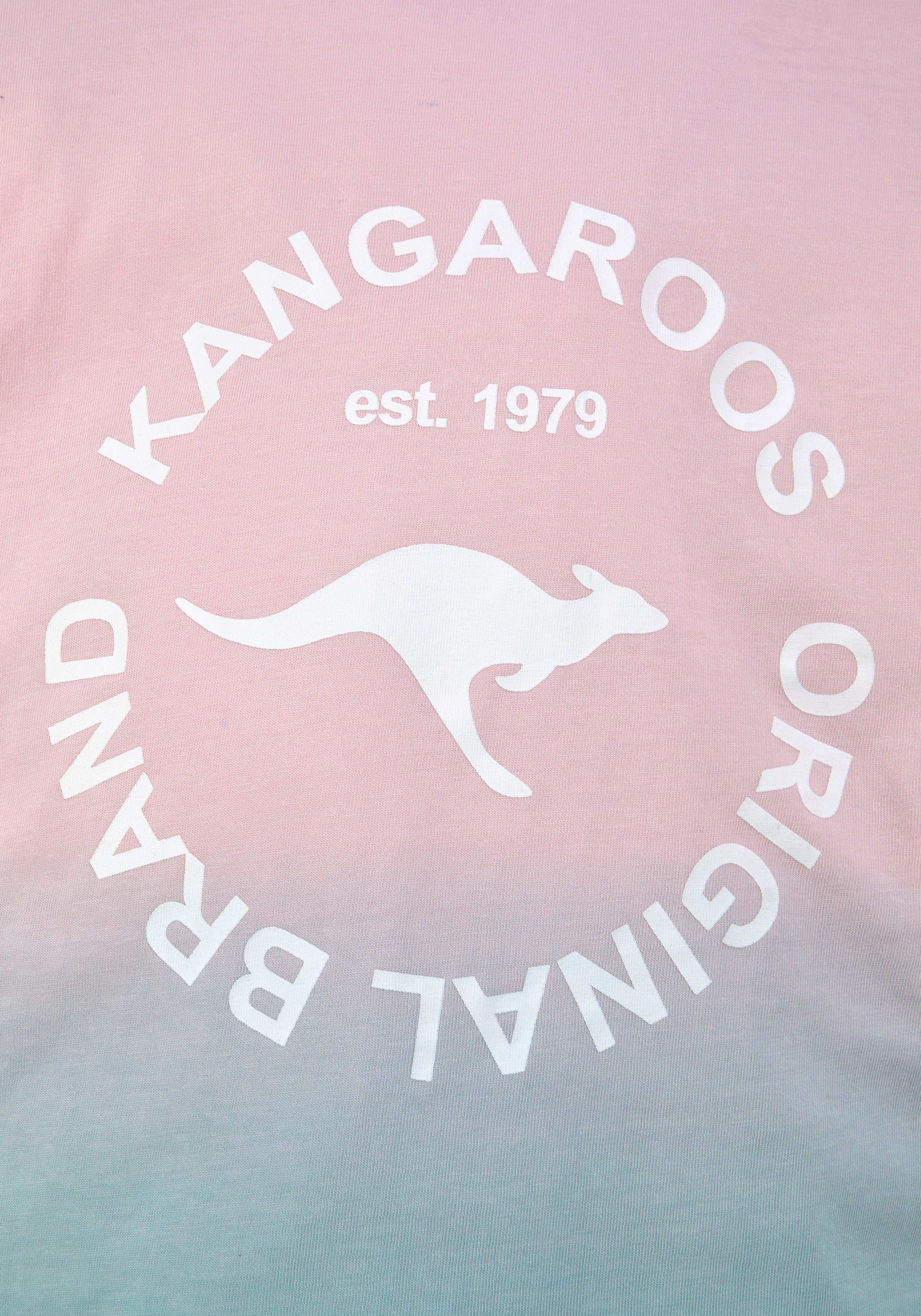 KangaROOS T-Shirt Kangaroos mit trendigem Farbverlauf kurzärmelig, bequeme Passform, mit Logodruck, Rundhalsausschnitt