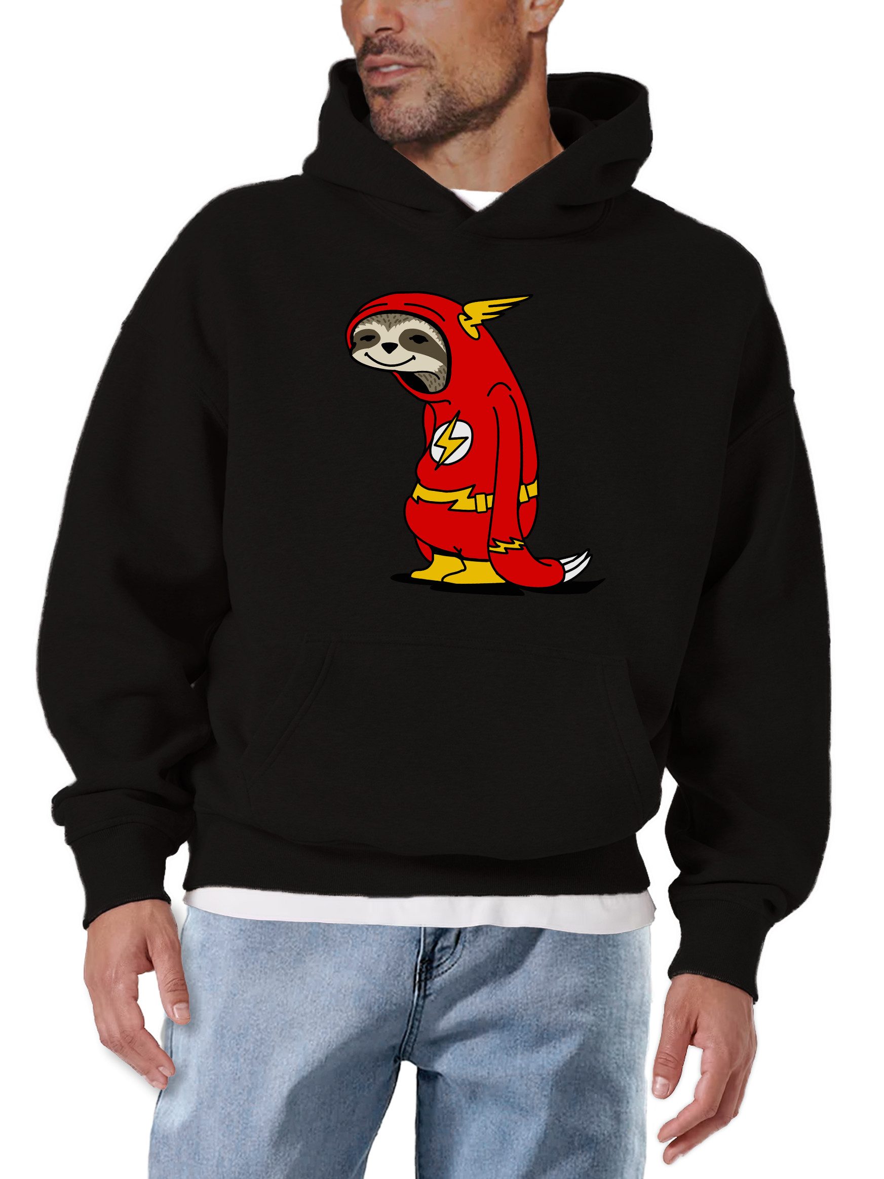 MAKAYA Kapuzenpullover Lustig Flash Faultier Pulli Jungen Herren Sweatshirt Coole Hoodies