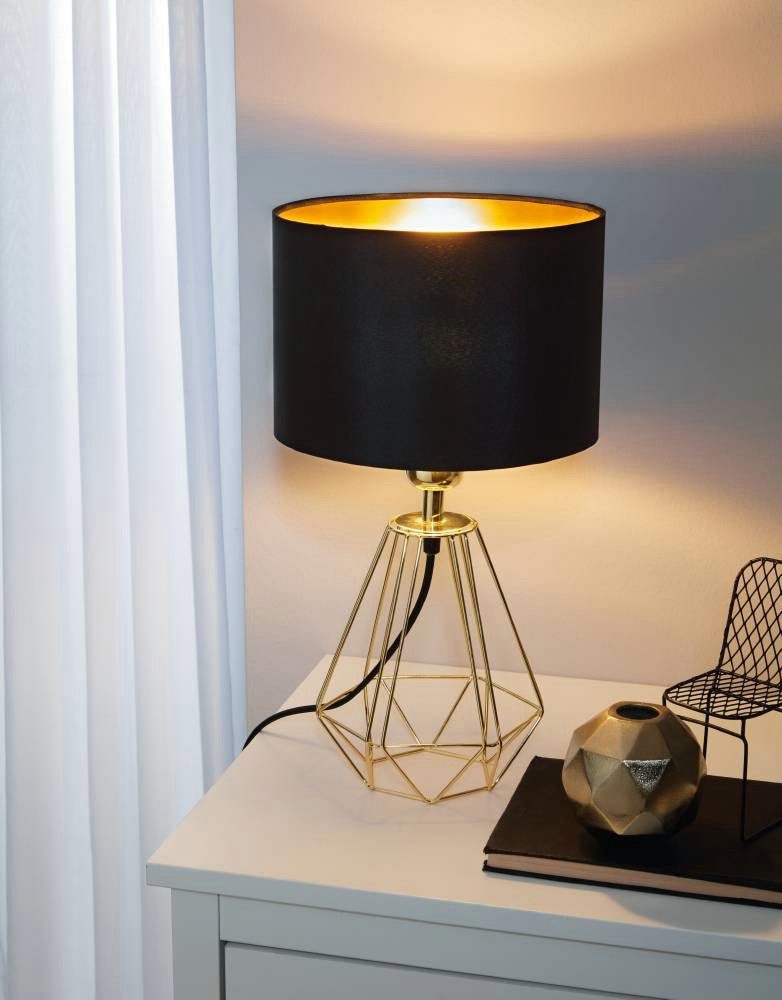 EGLO Tischleuchte CARLTON 2 Tischlampe, schwarz-gold, günstig online kaufen
