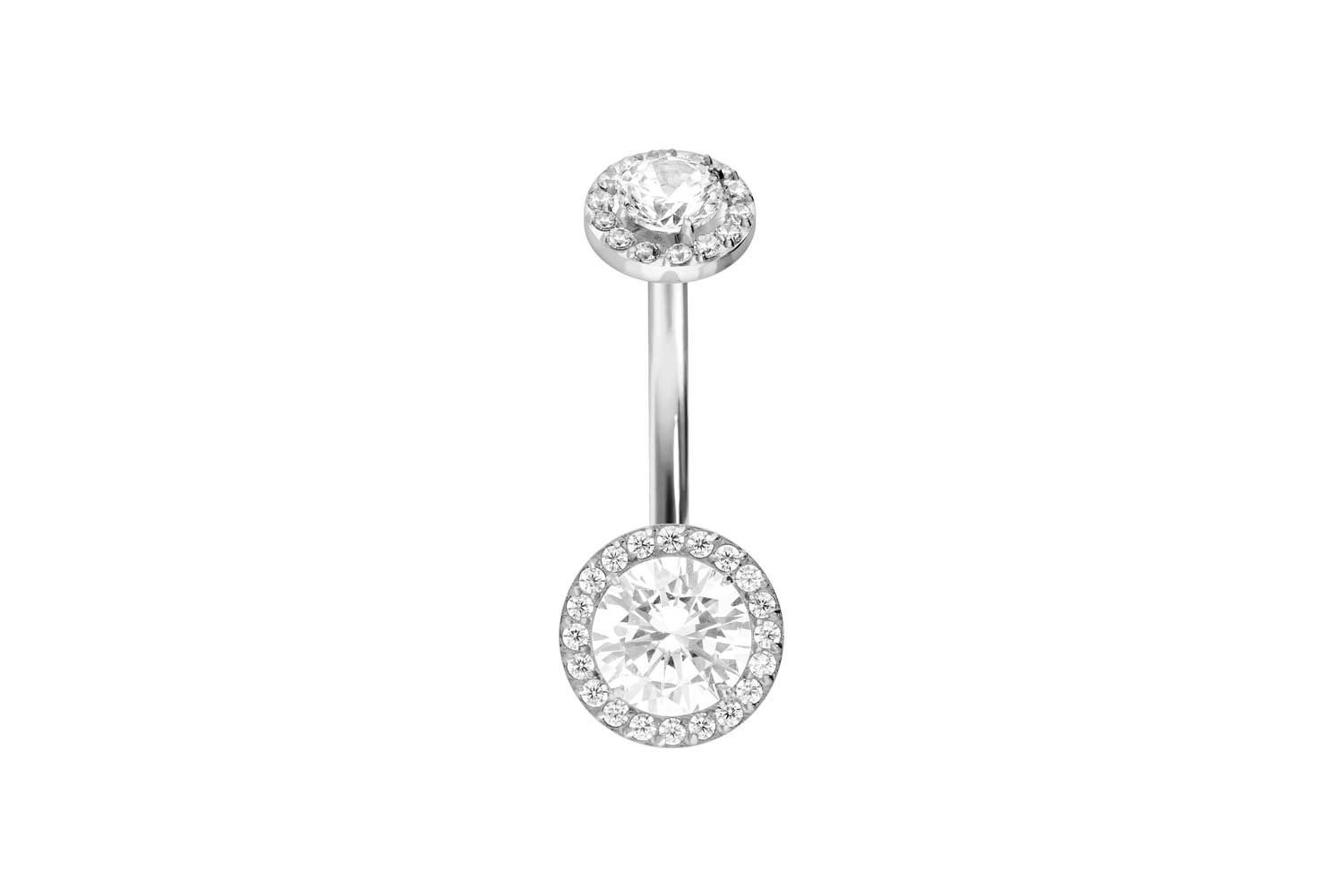 PIERCINGLINE Bauchnabelpiercing Titan Bananabell mit Innengewinde 2 KRISTALLDISCS (Bananabells, 1-tlg)