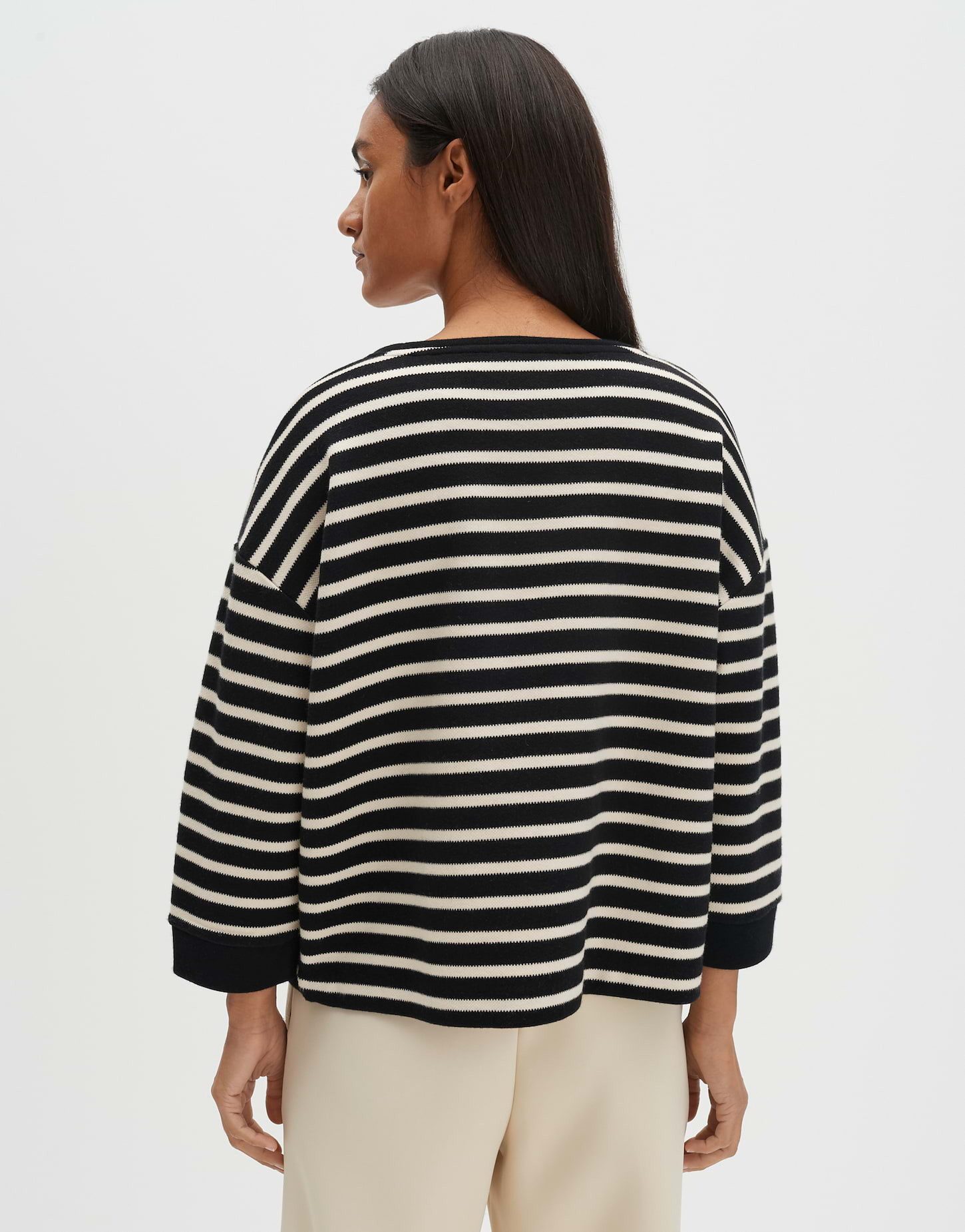 someday Sweatshirt ULENO Loose in Strickoptik gerader Schnitt, weite Passform, elastischer Rippbund