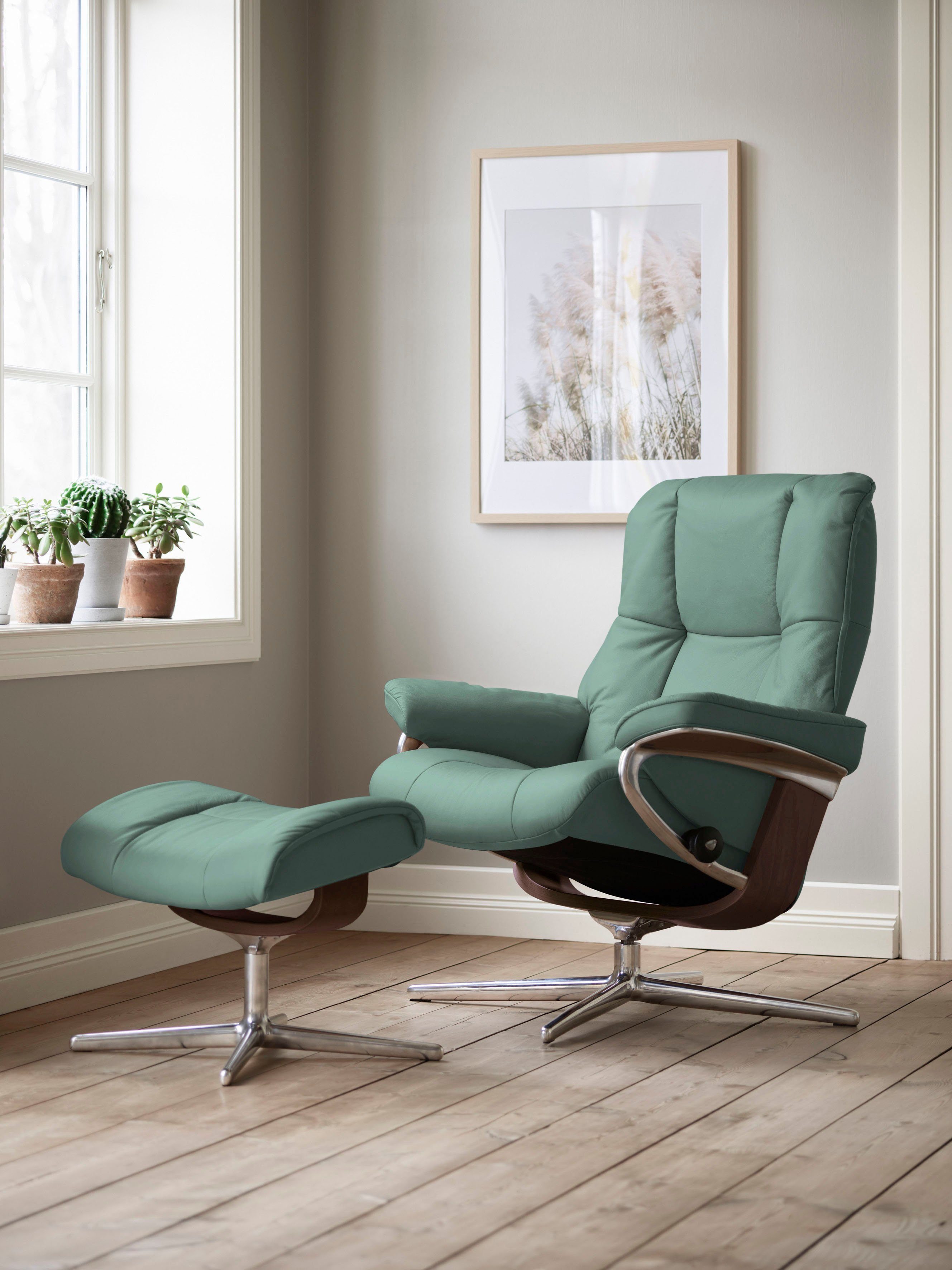 Stressless® Relaxsessel Mayfair (Set, Relaxsessel mit Hocker), mit Hocker, mit Cross Base, Größe S, M & L, Holzakzent Braun