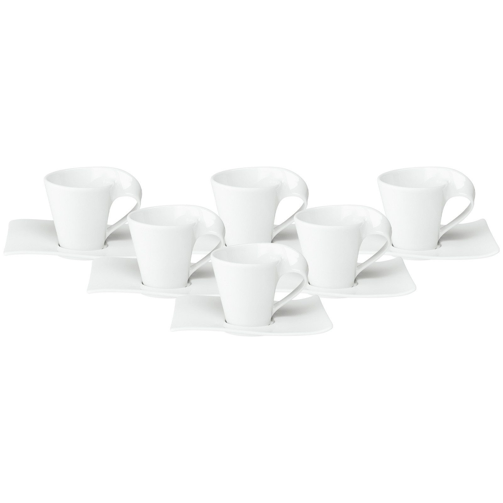 Villeroy & Boch Espressotasse NewWave Espressotassen mit Untertassen 80 ml, Porzellan