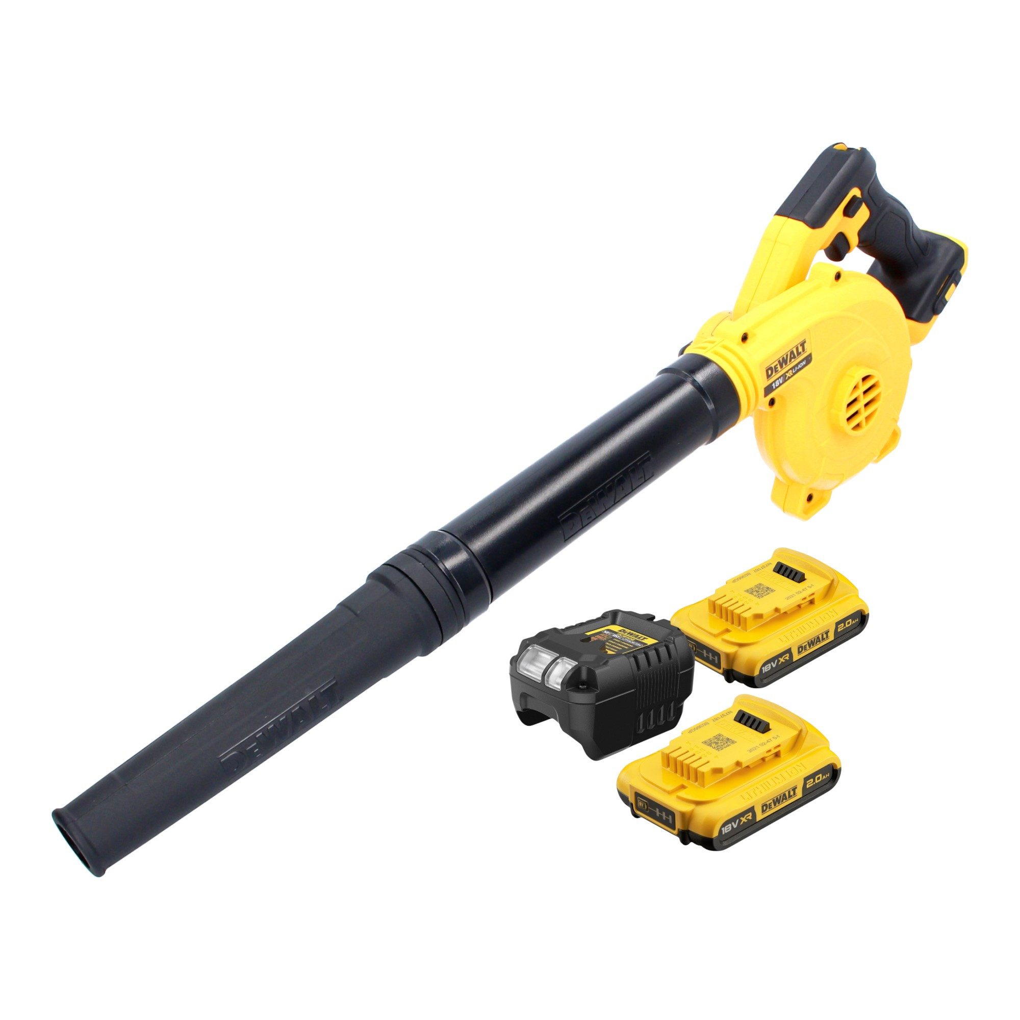 DeWalt Akku-Laubbläser DCV 100 D1 Akku Gebläse / Laubbläser 18 V + 2x Akku 2,0 Ah + Ladegerät